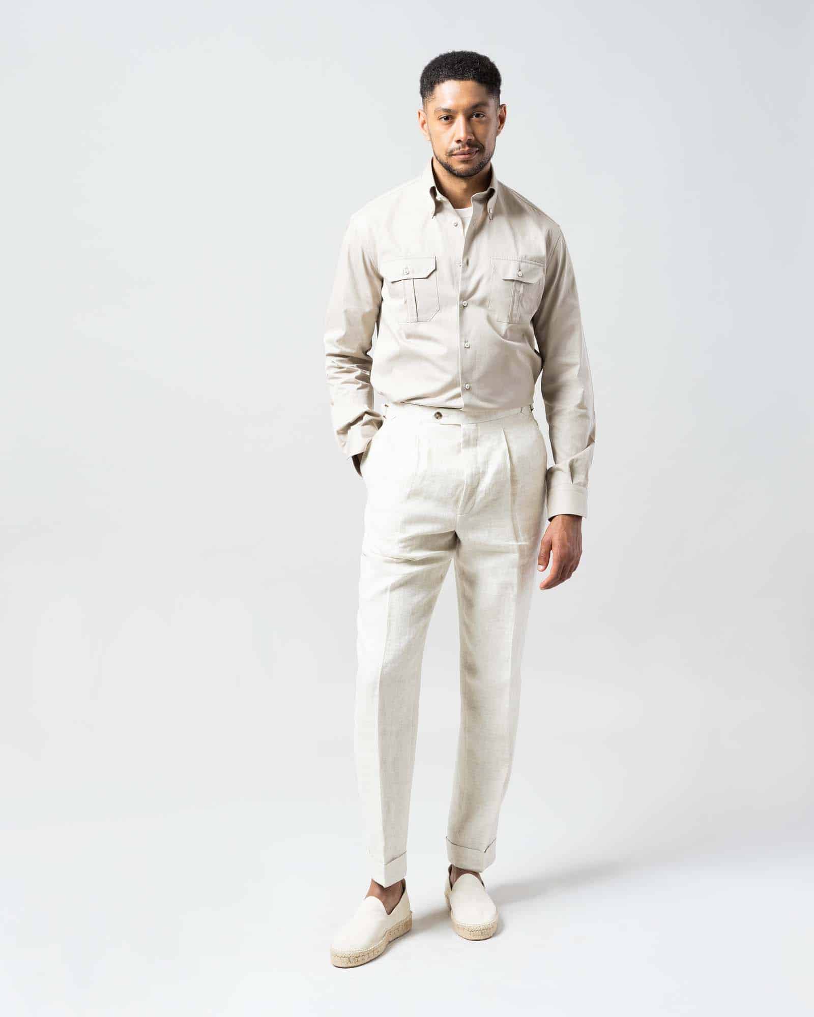 Trousers linen herringbone off white image 5