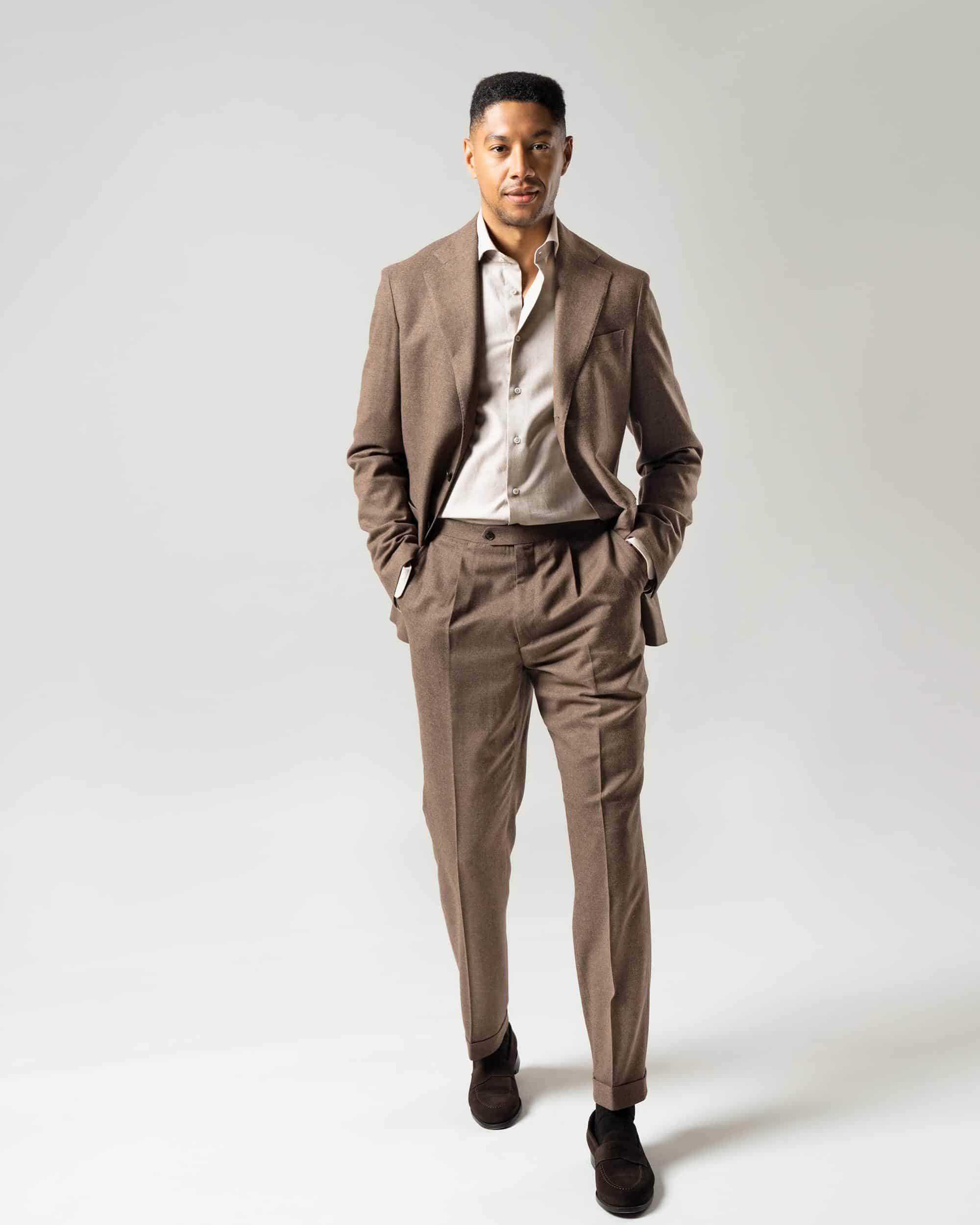 Trousers flannel light brown image 5