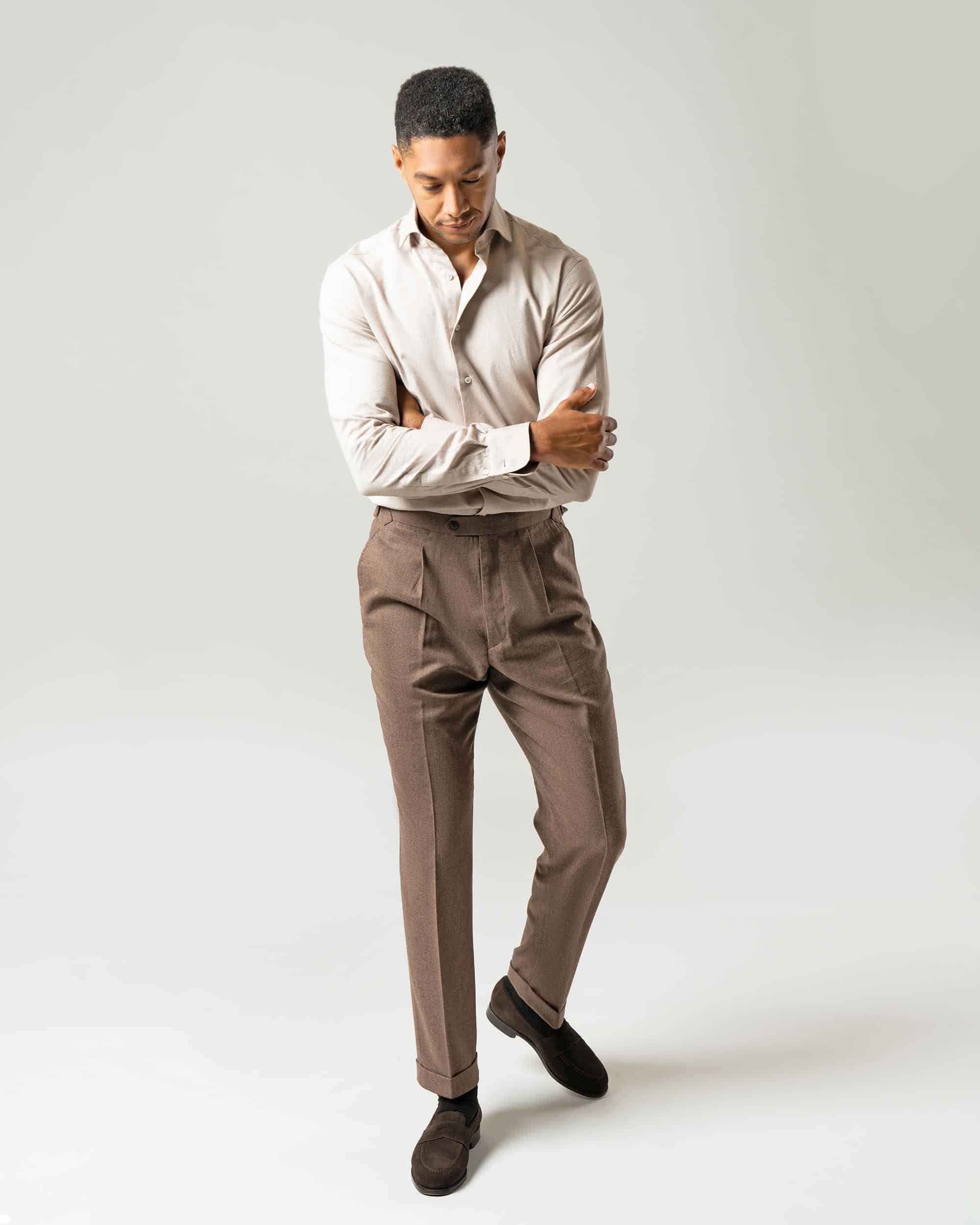 Trousers flannel light brown image 1