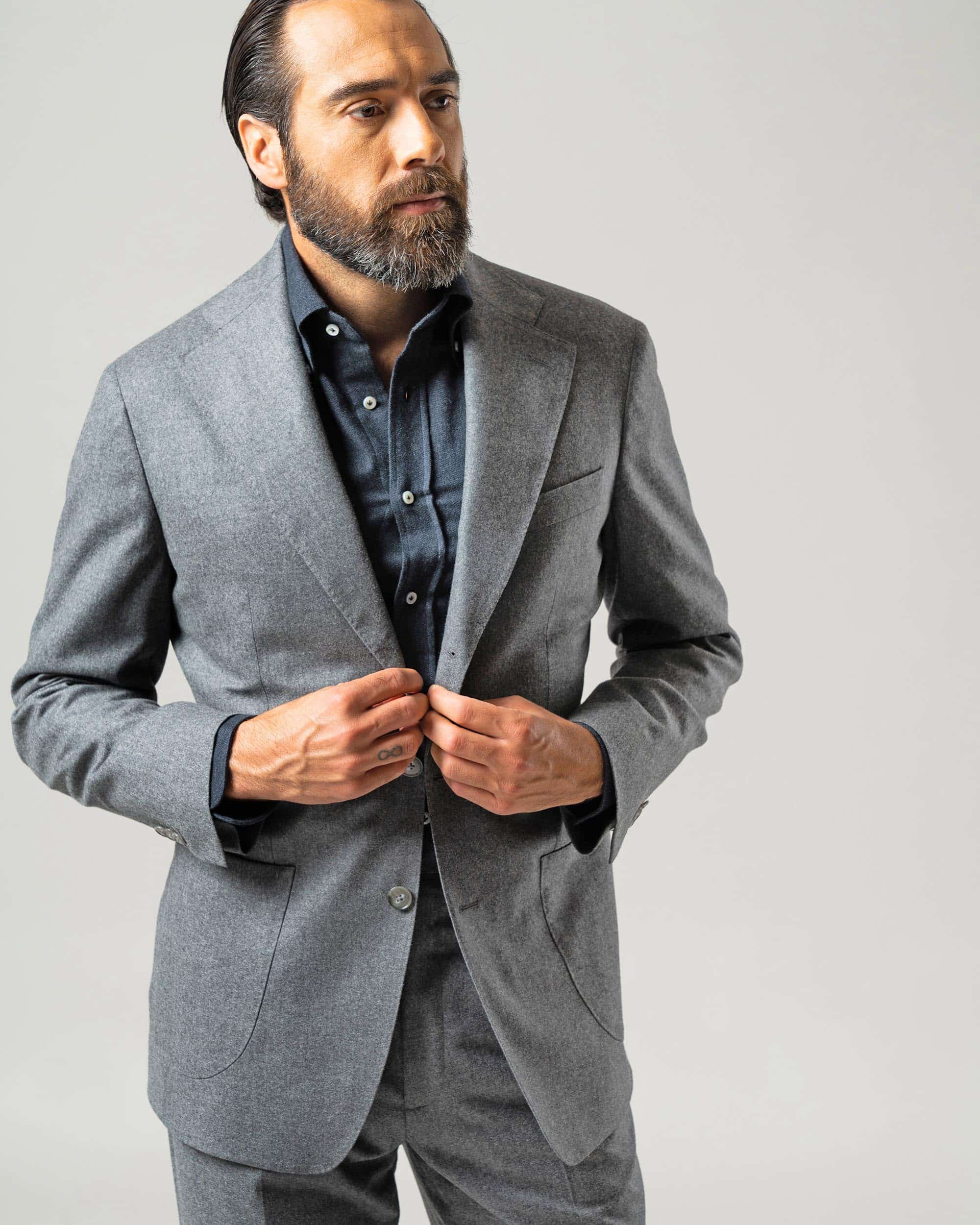 Jacket flannel mid grey image 6