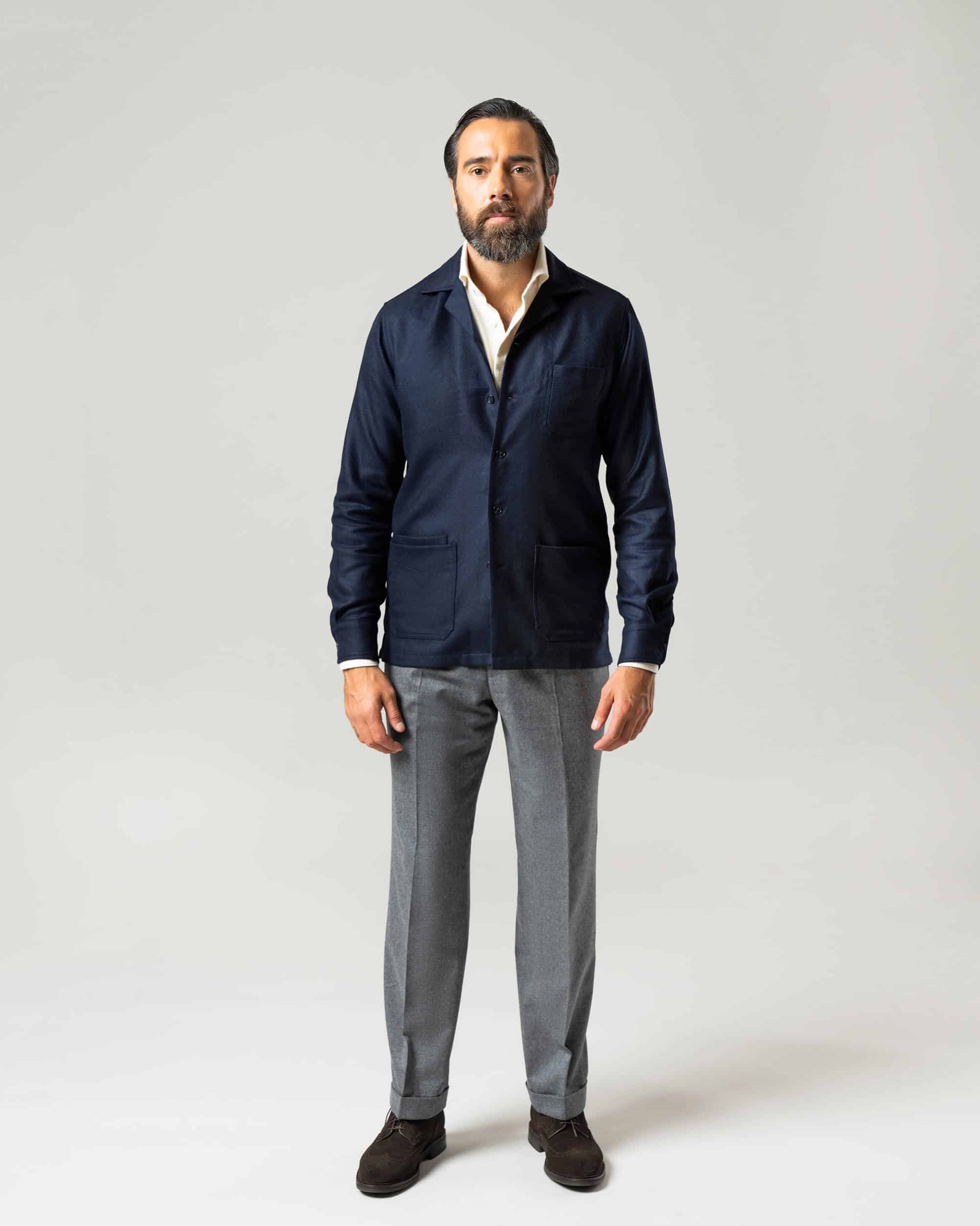 Shirt jacket wool silk dark blue image 4