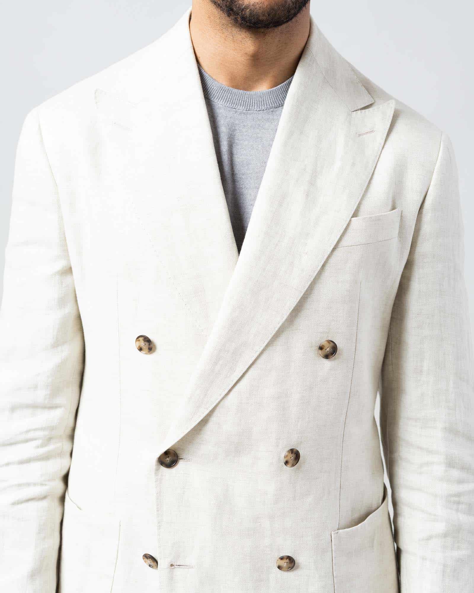 Suit linen herringbone off white image 3