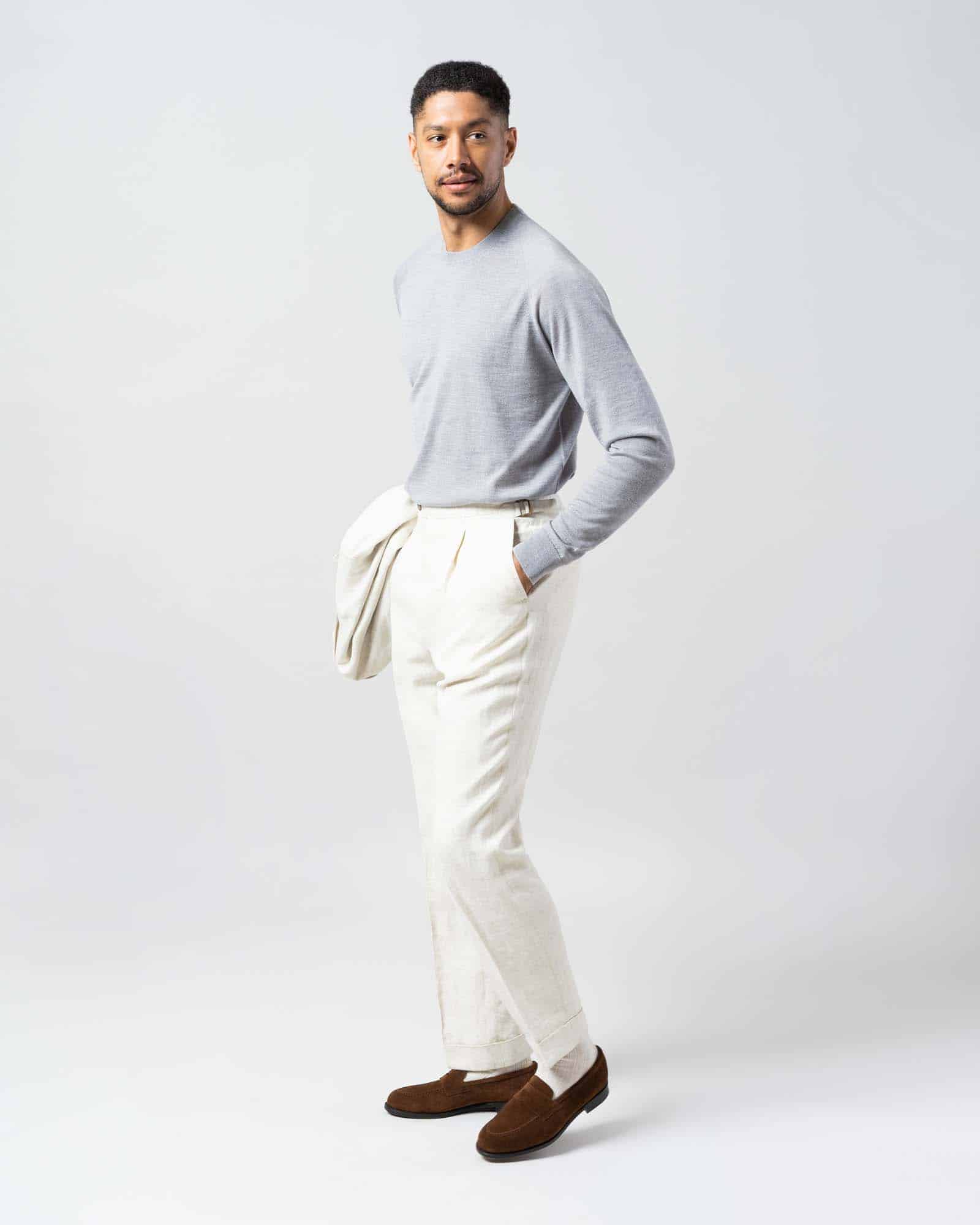 Trousers linen herringbone off white image 1