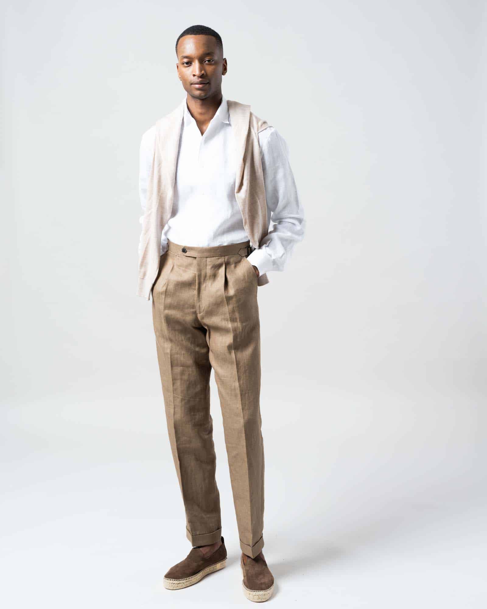 Trousers linen khaki image 4