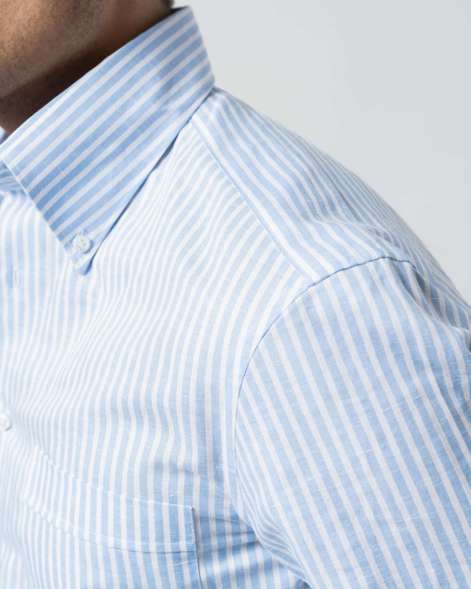 Shirt cotton linen striped light blue image 6