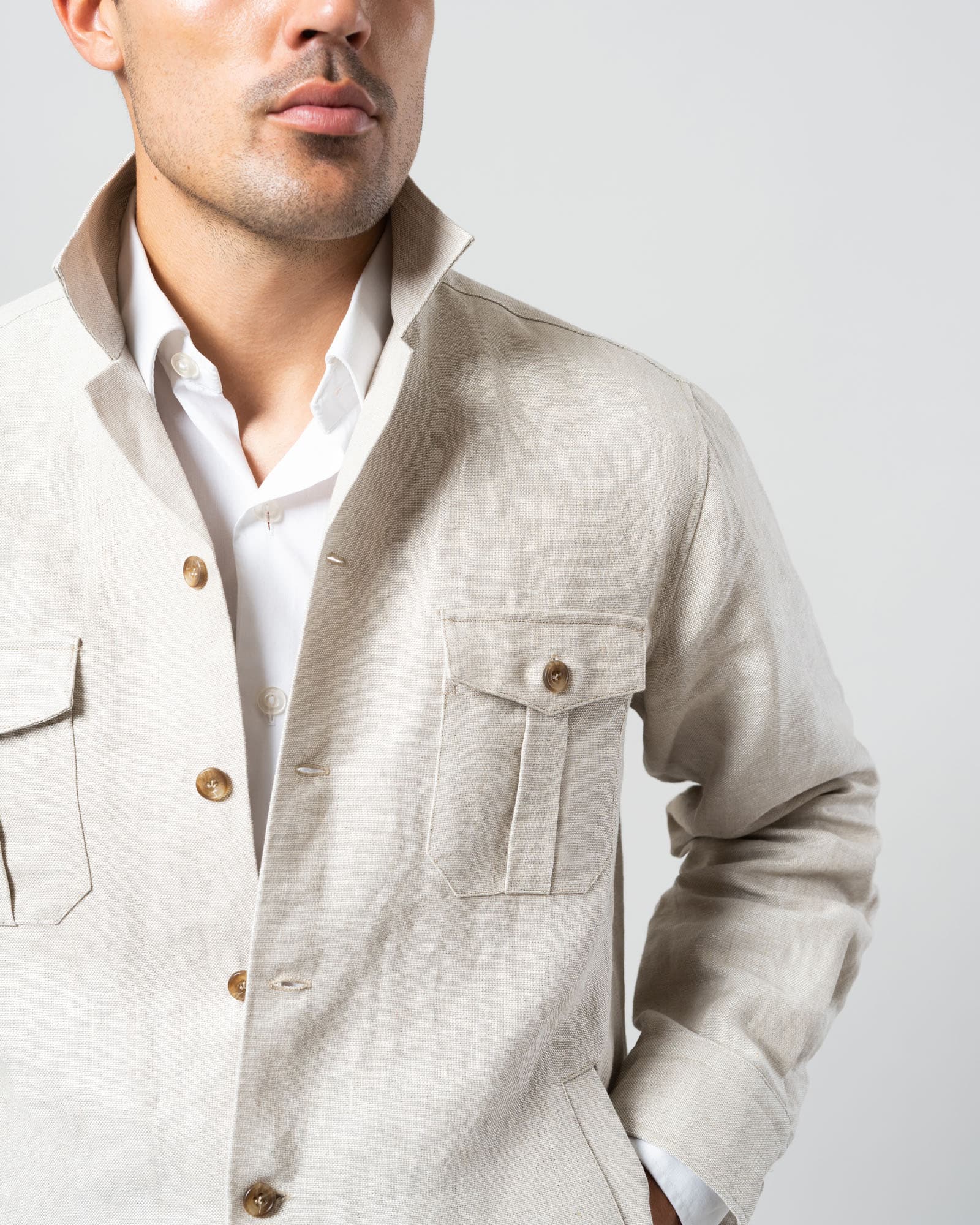 Shirt jacket linen oatmeal image 2
