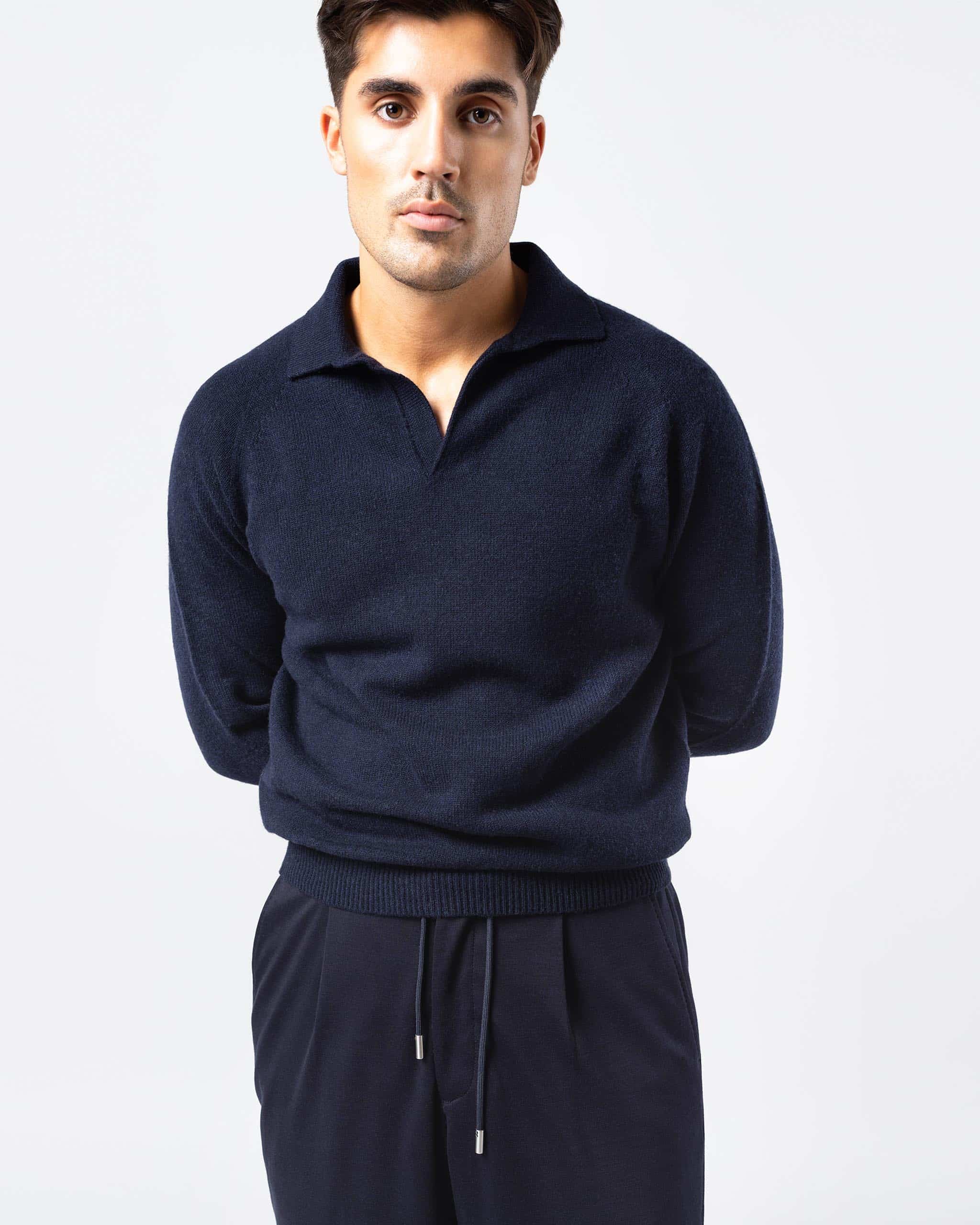 Wool cashmere polo midnight blue image 1