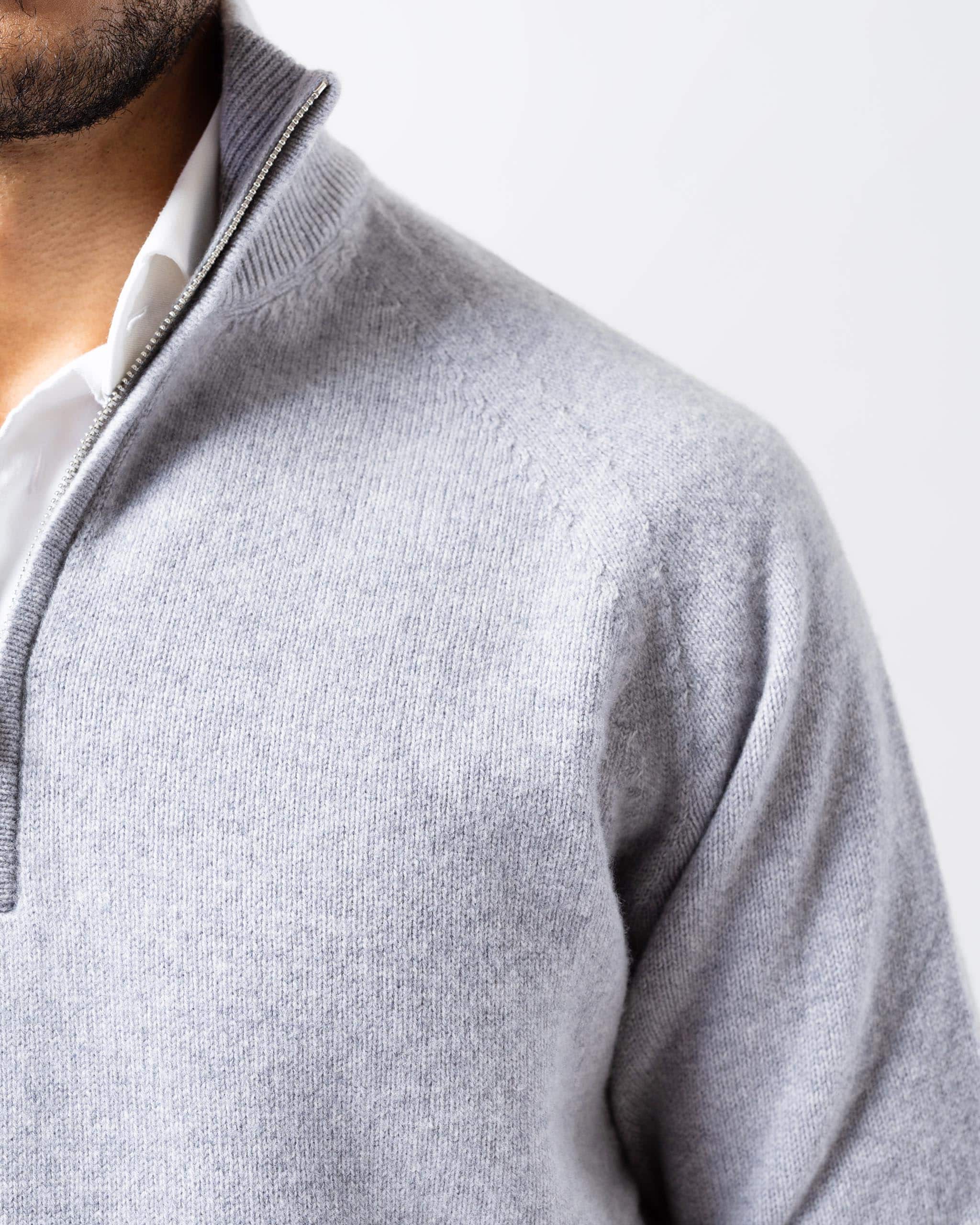 Wool cashmere half zip light grey image 2