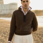 Wool cashmere polo brown