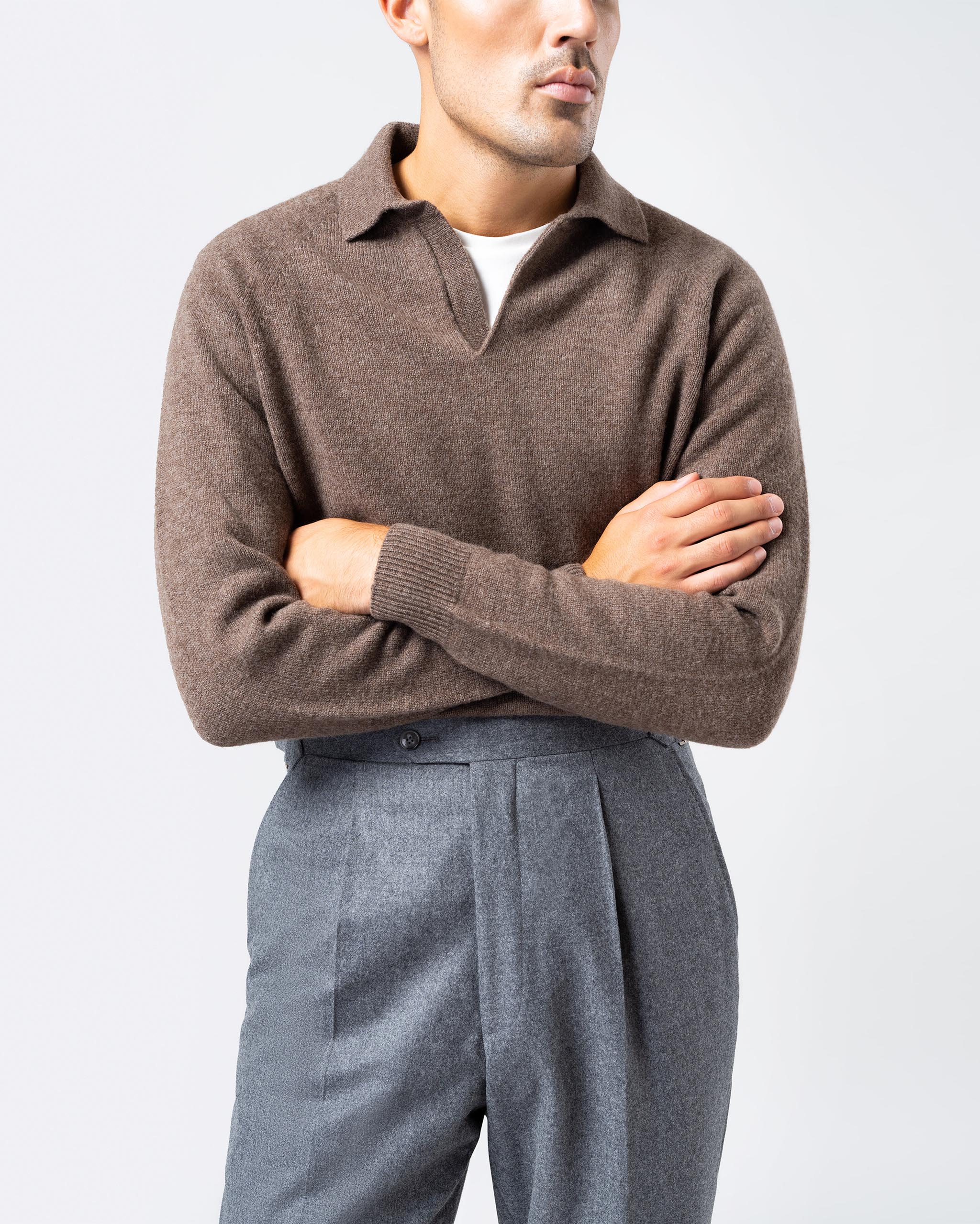 Wool cashmere polo brown image 1