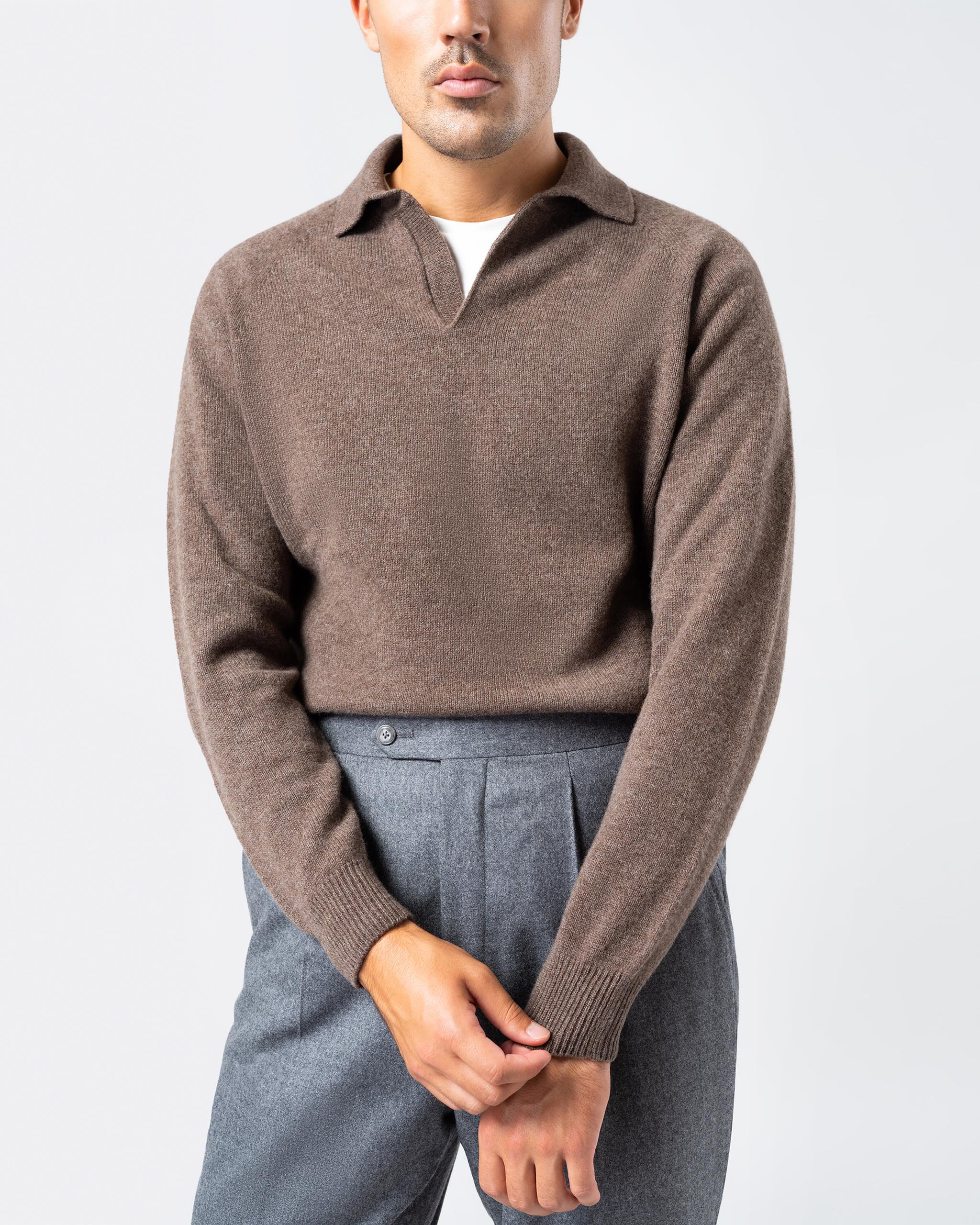 Wool cashmere polo brown image 5