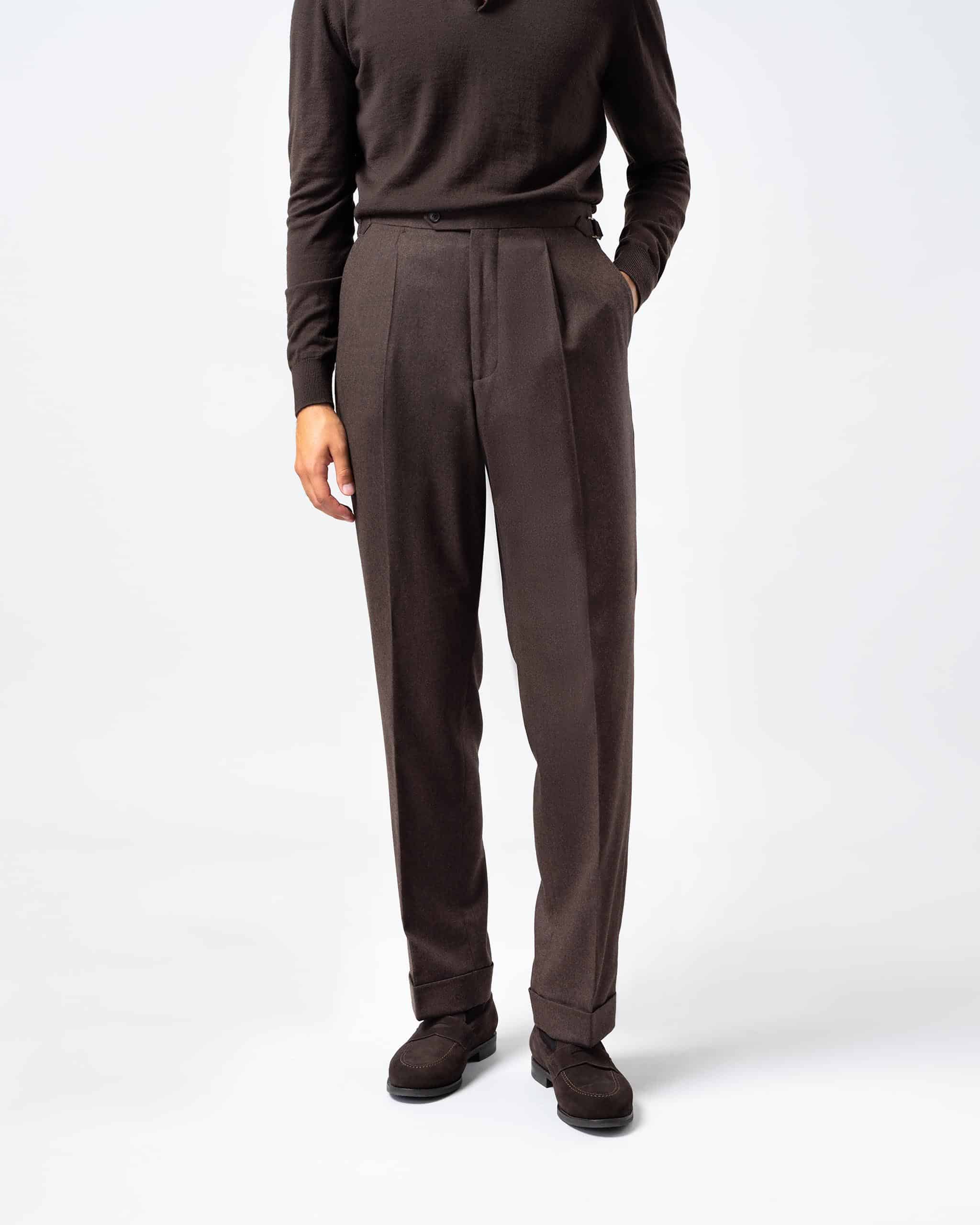 Trousers flannel dark brown image 1