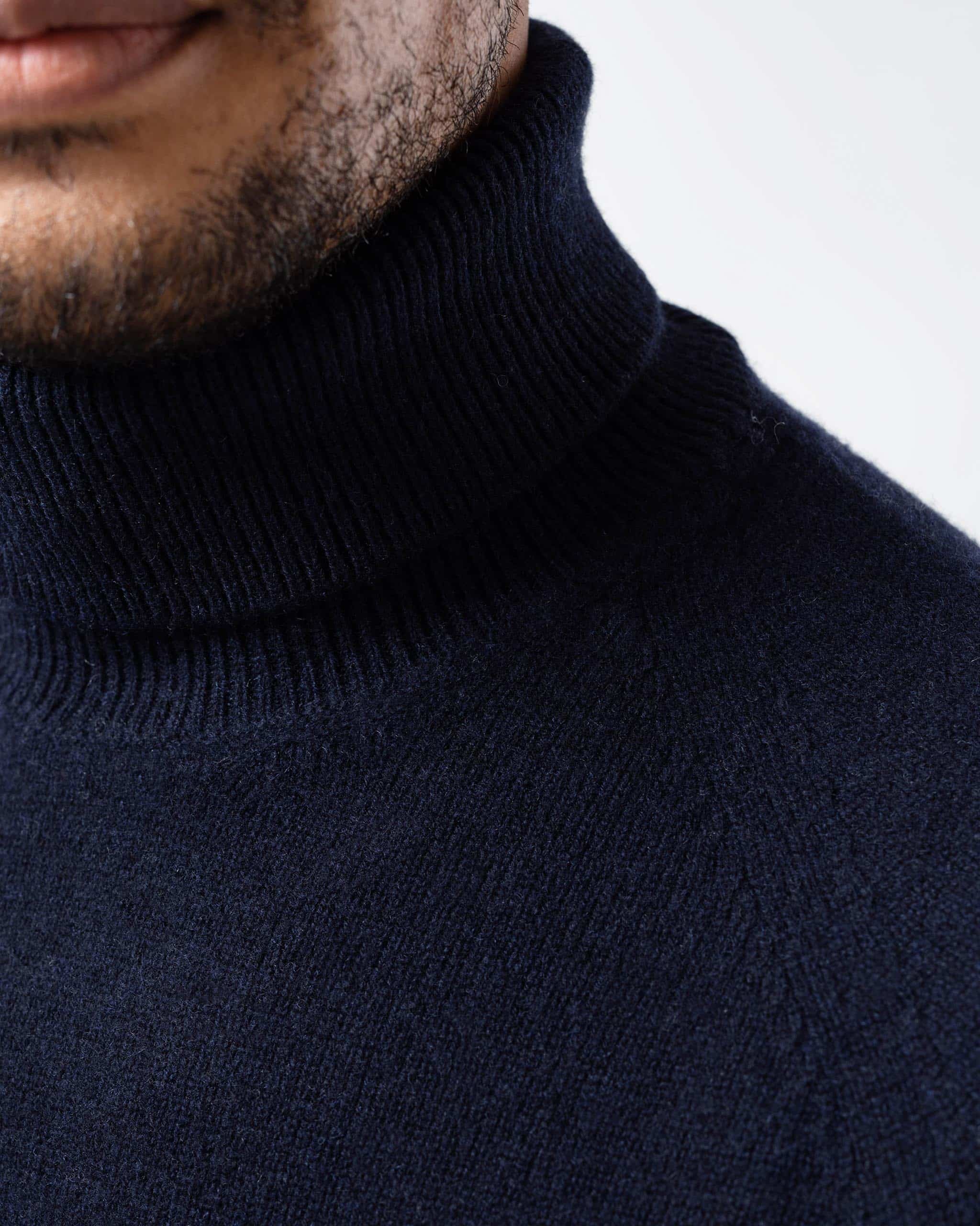 Wool cashmere roll neck midnight blue image 2