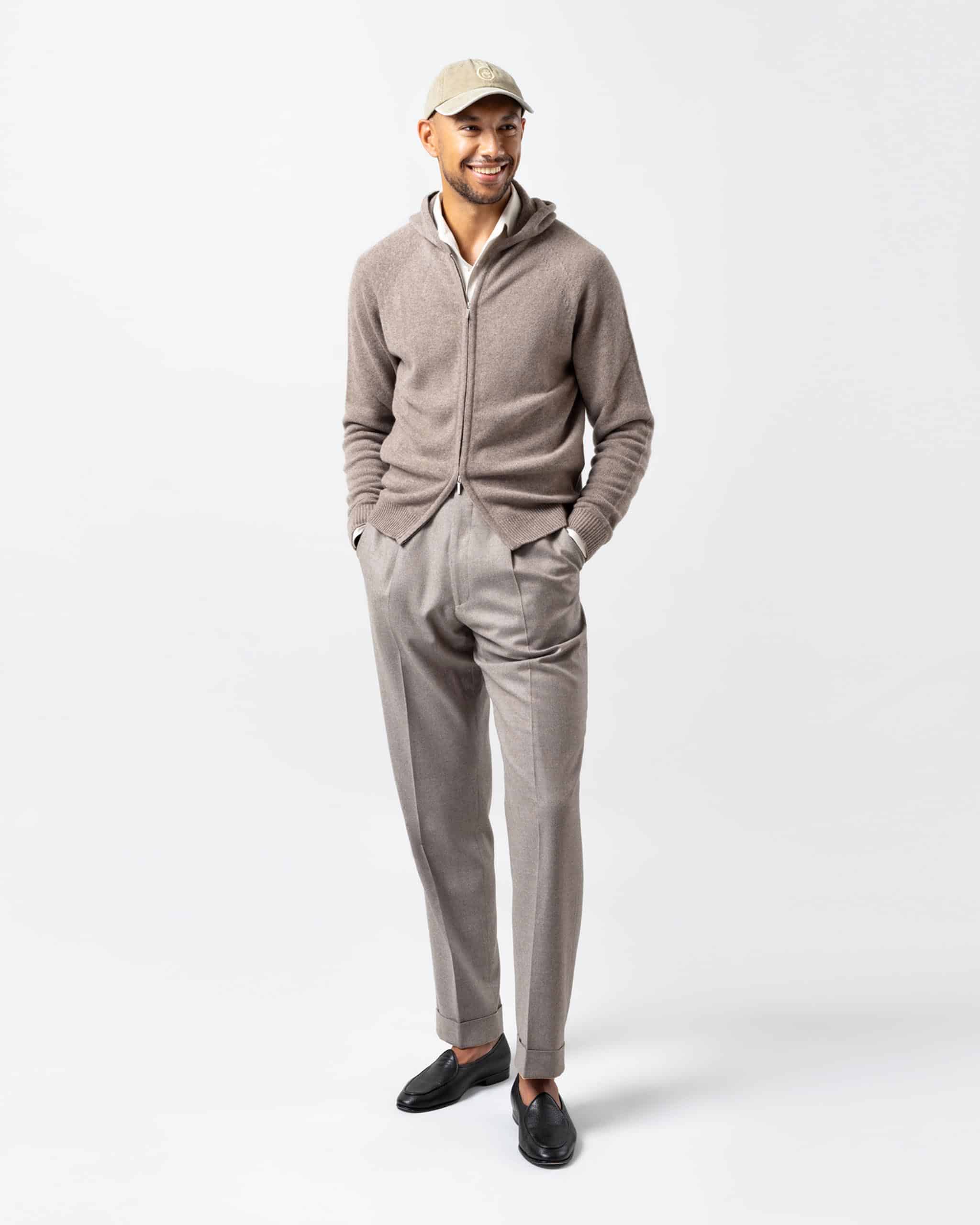 The Sunday pure cashmere zip hoodie taupe image 3
