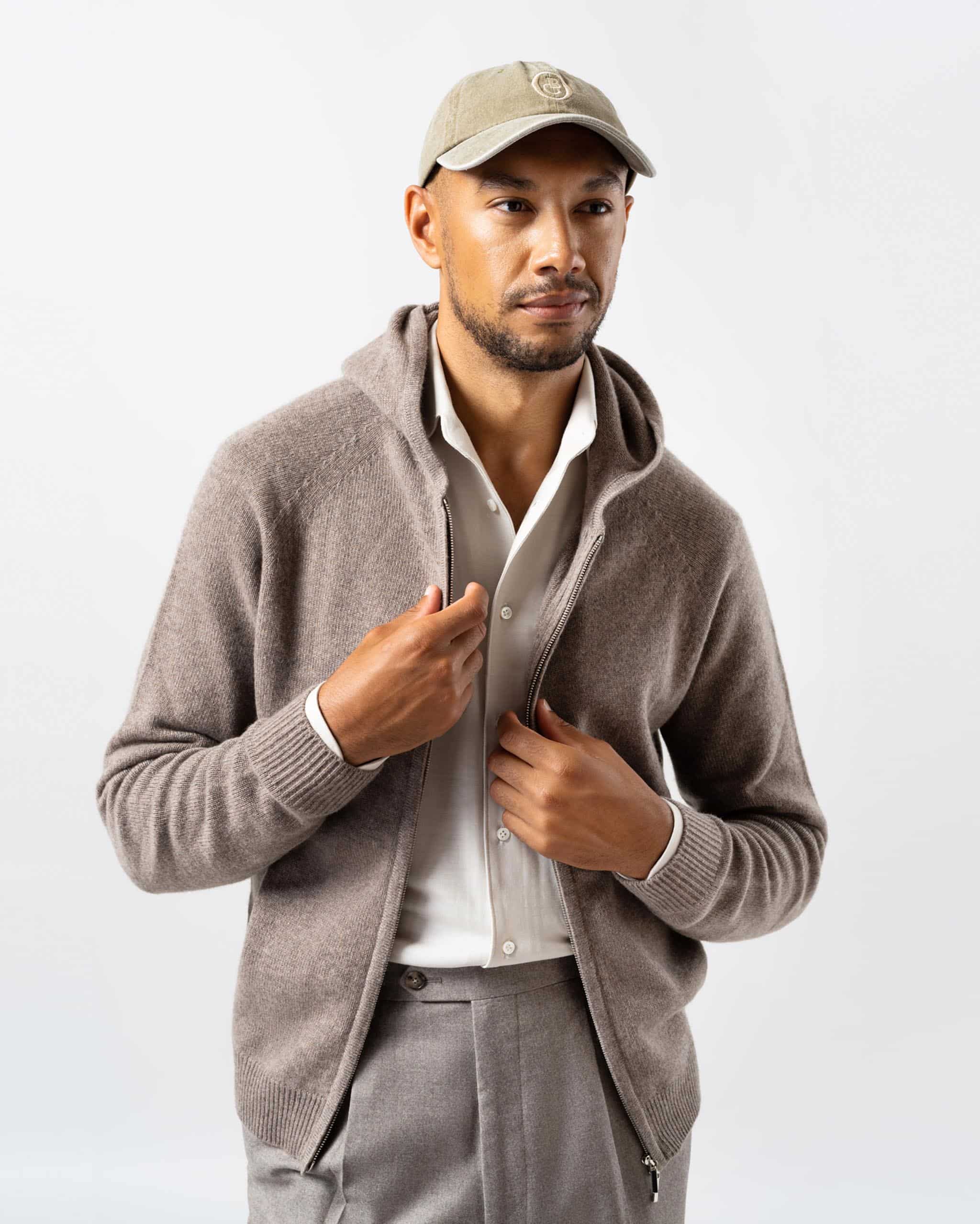The Sunday pure cashmere zip hoodie taupe image 1