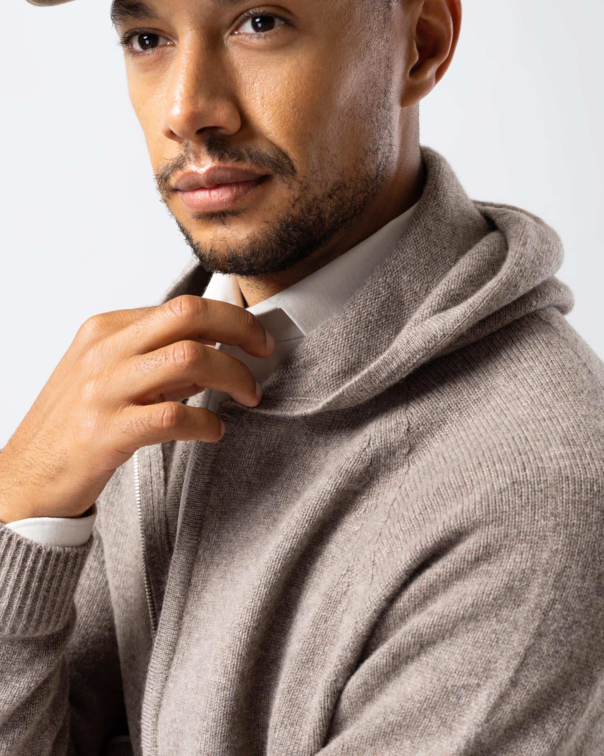 The Sunday pure cashmere zip hoodie taupe image 2
