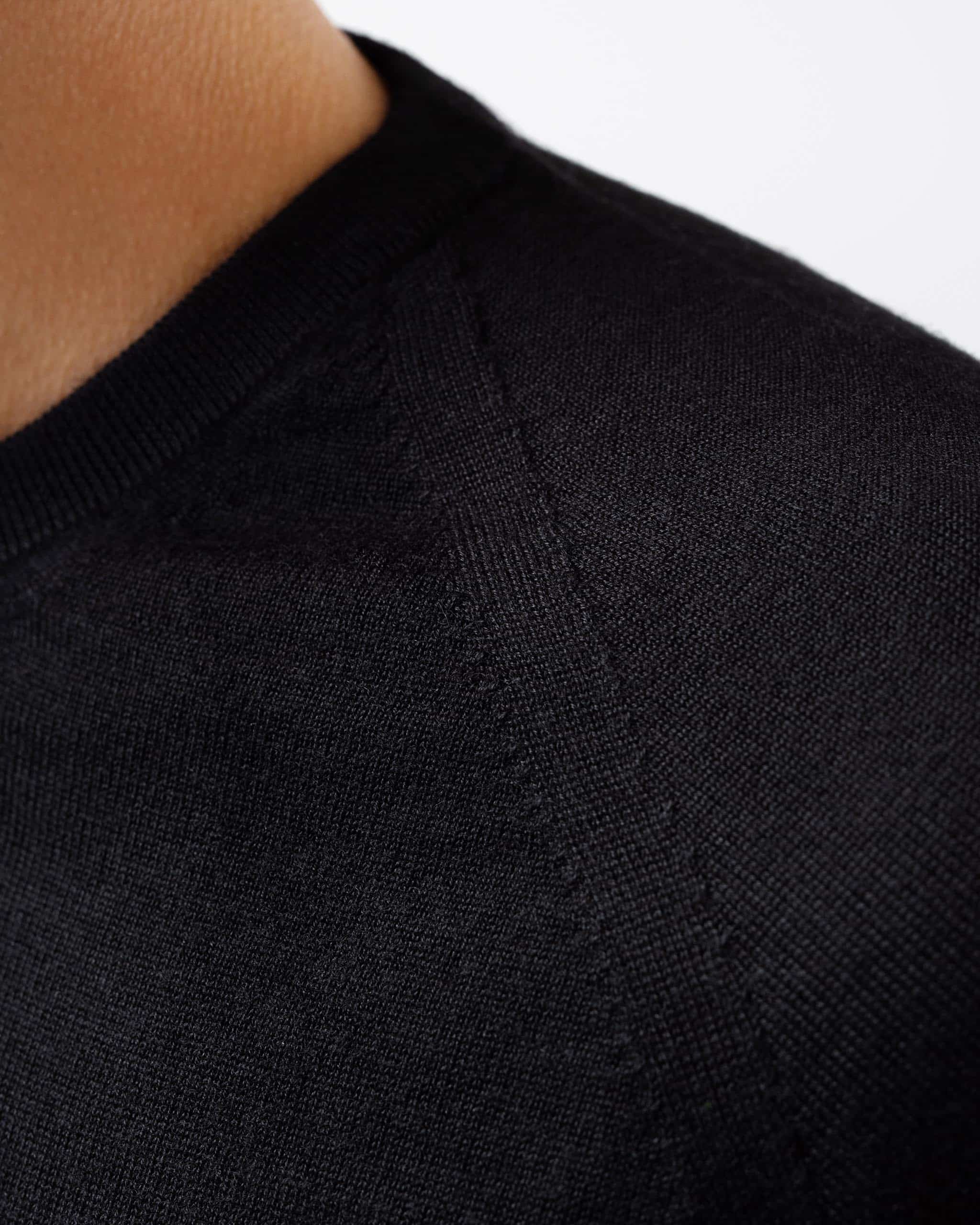 Knitted crew neck cashmere silk black image 2