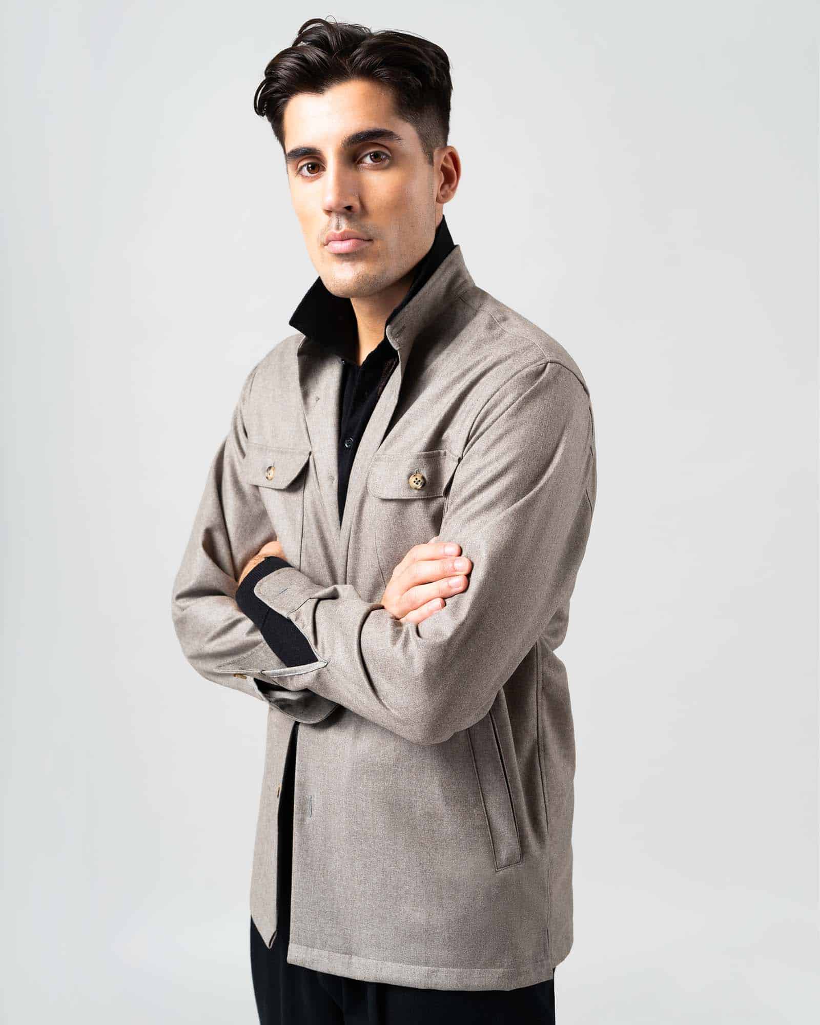 Shirt jacket flannel taupe image 5