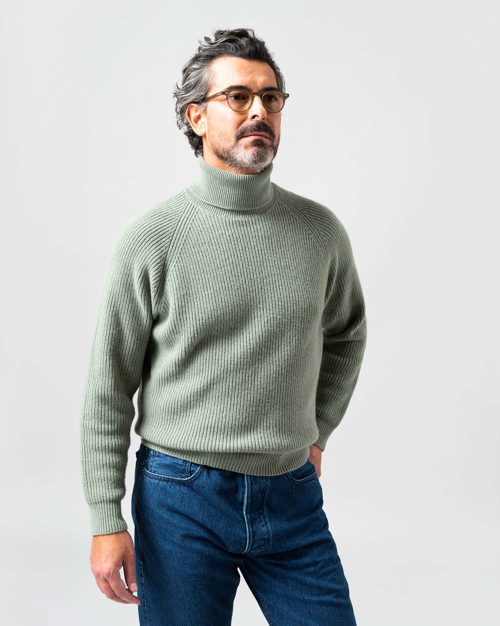 The Sestriere cashmere roll neck sage green image 1