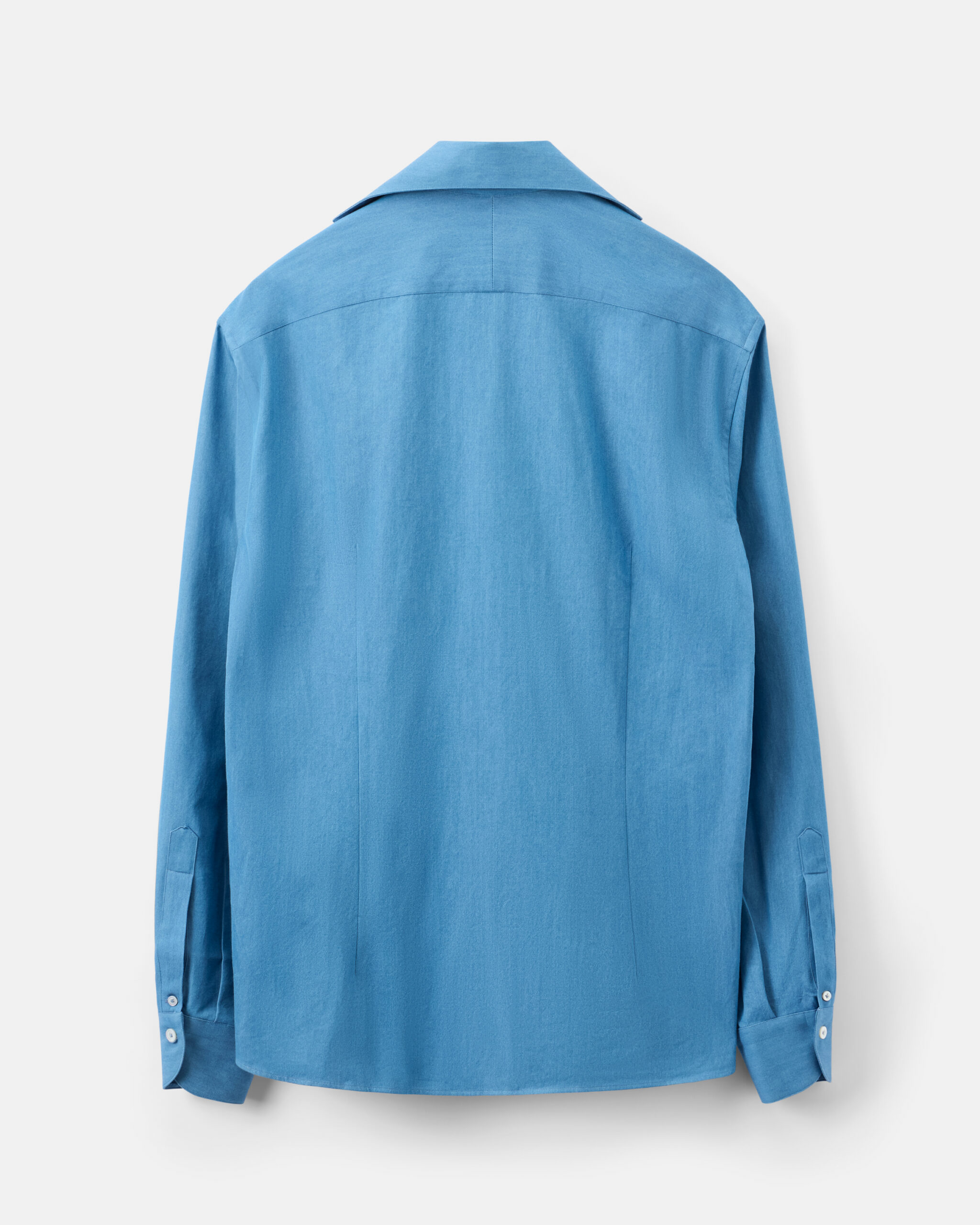 Custom Made 'Sloane' Shirt mid blue washed cotton denim twill image 4