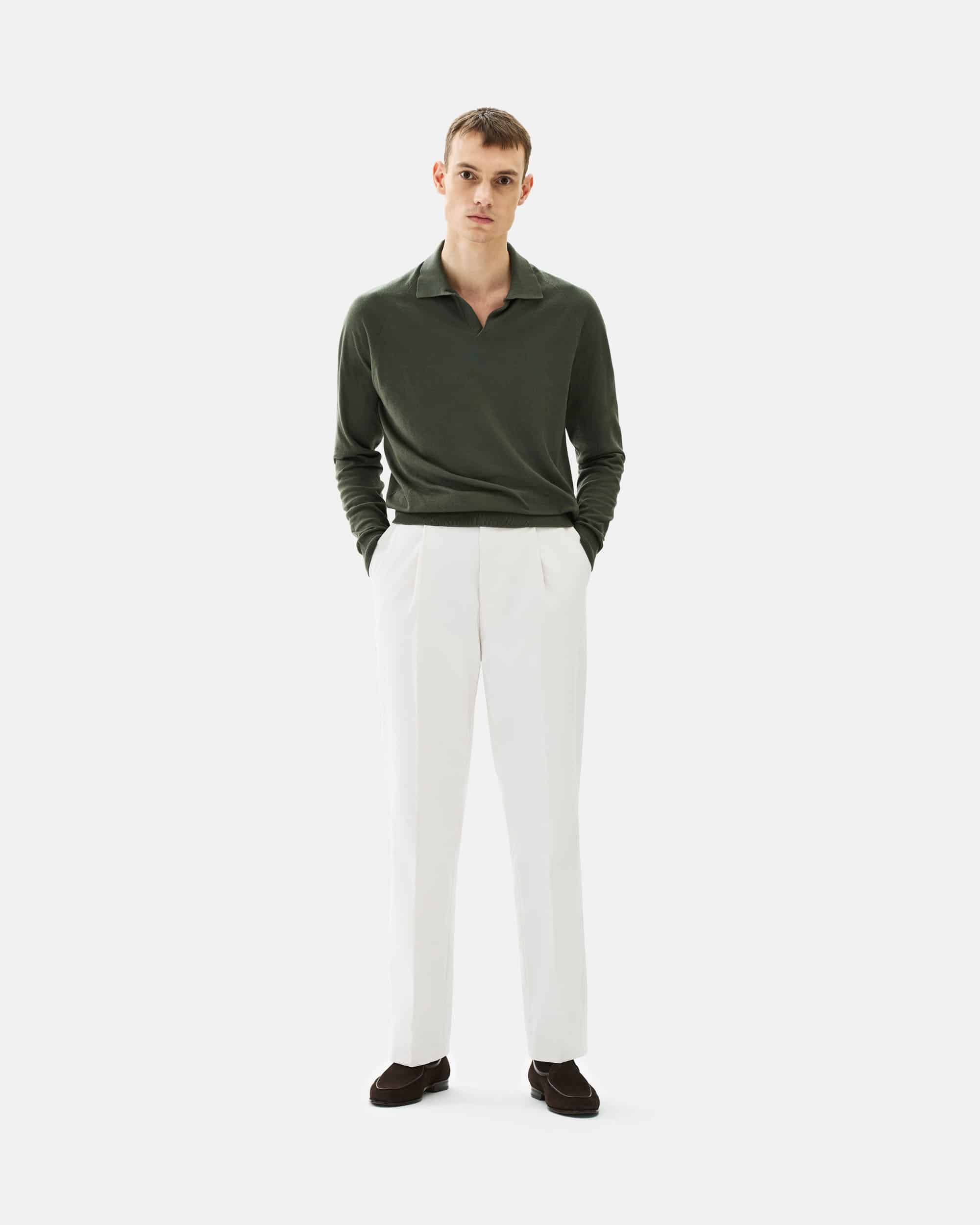 Trouser 'mare' iced cotton twill off white image 1