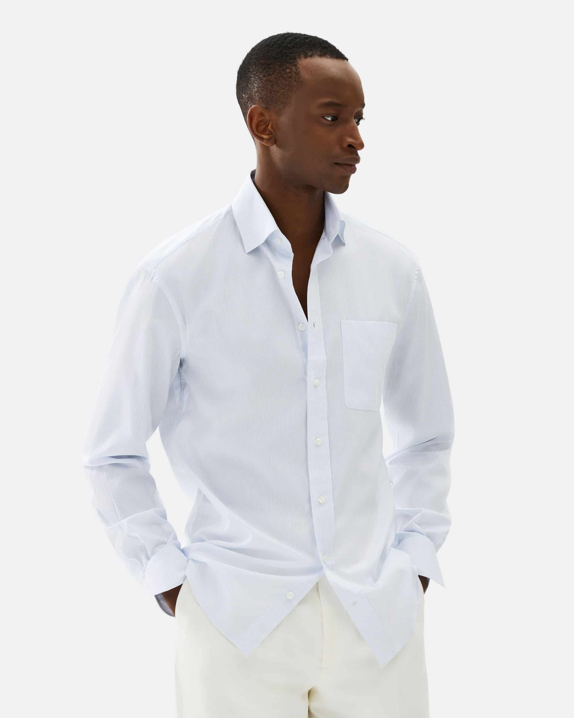 Shirt cotton/lyocell light blue stripe image 3
