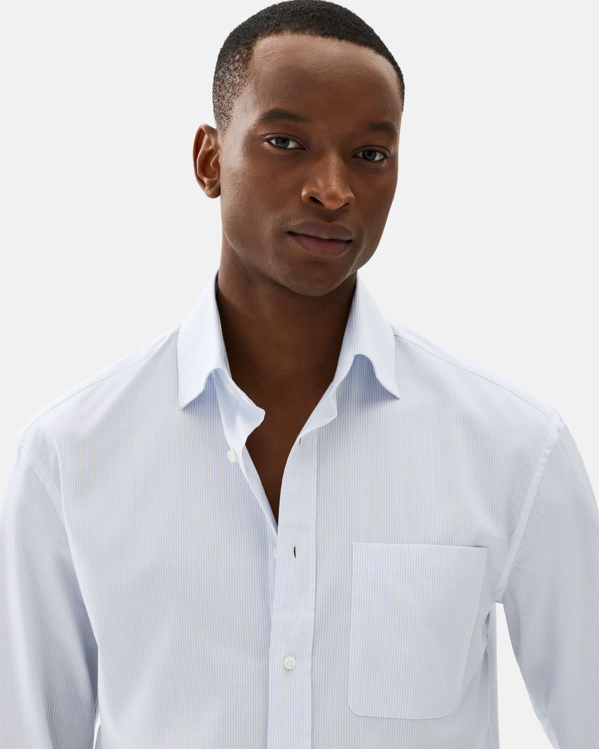 Shirt cotton/lyocell light blue stripe image 2