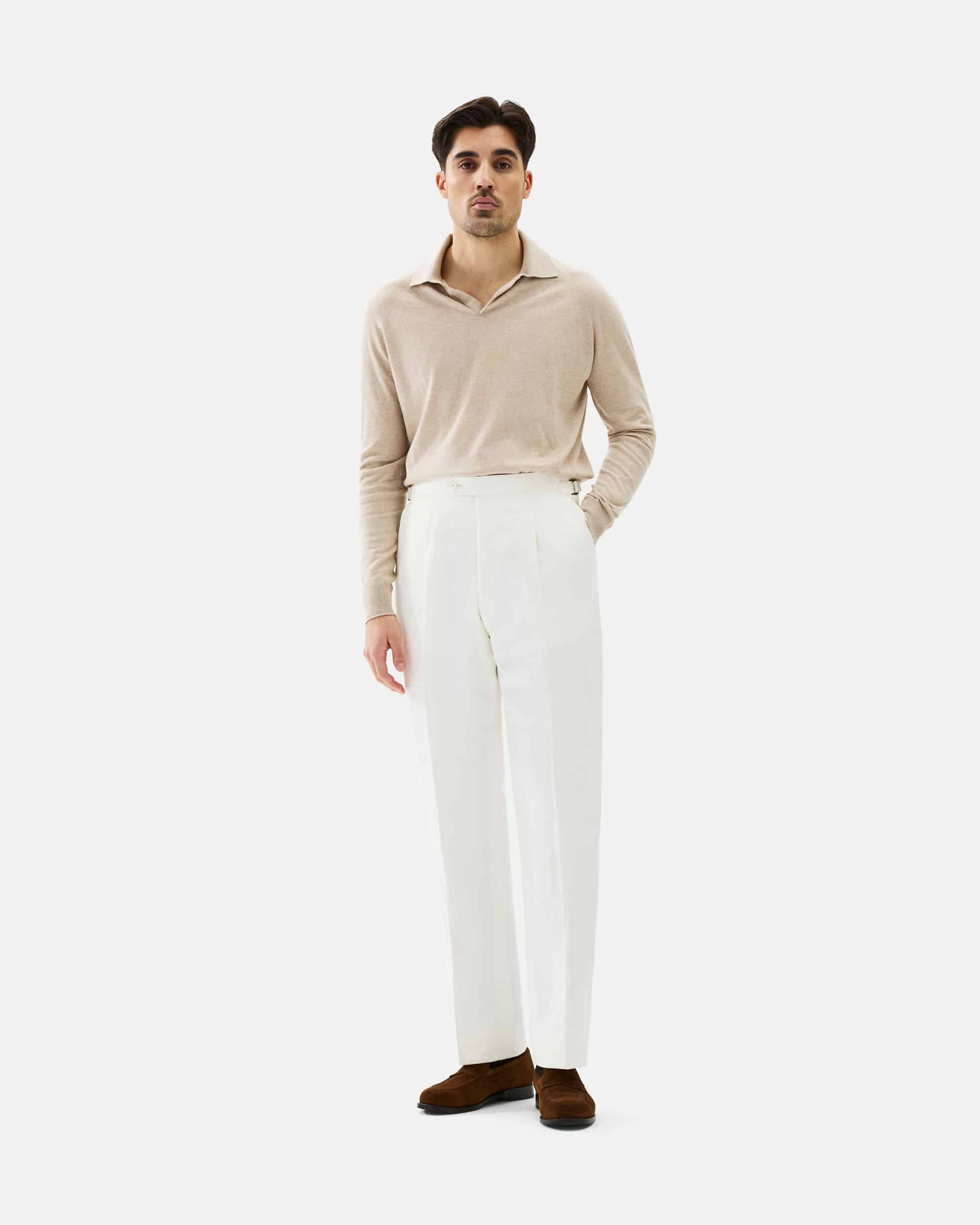 Trouser linen & silk off white image 1
