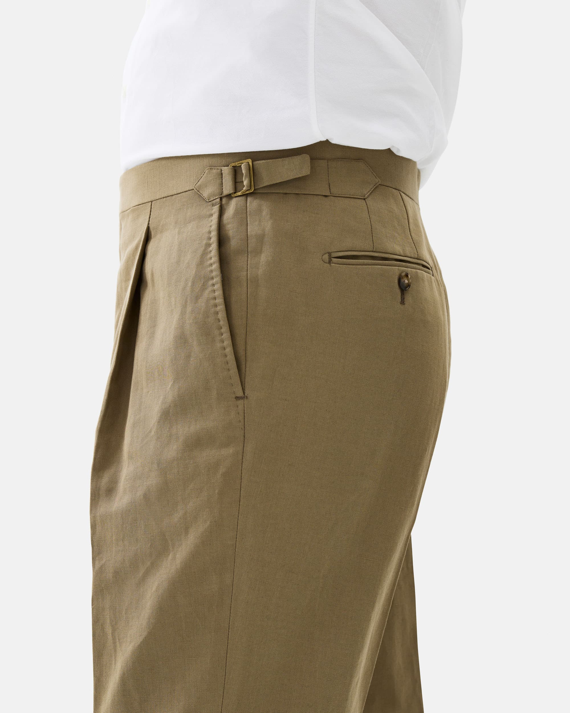 Trouser cotton & linen olive green image 2