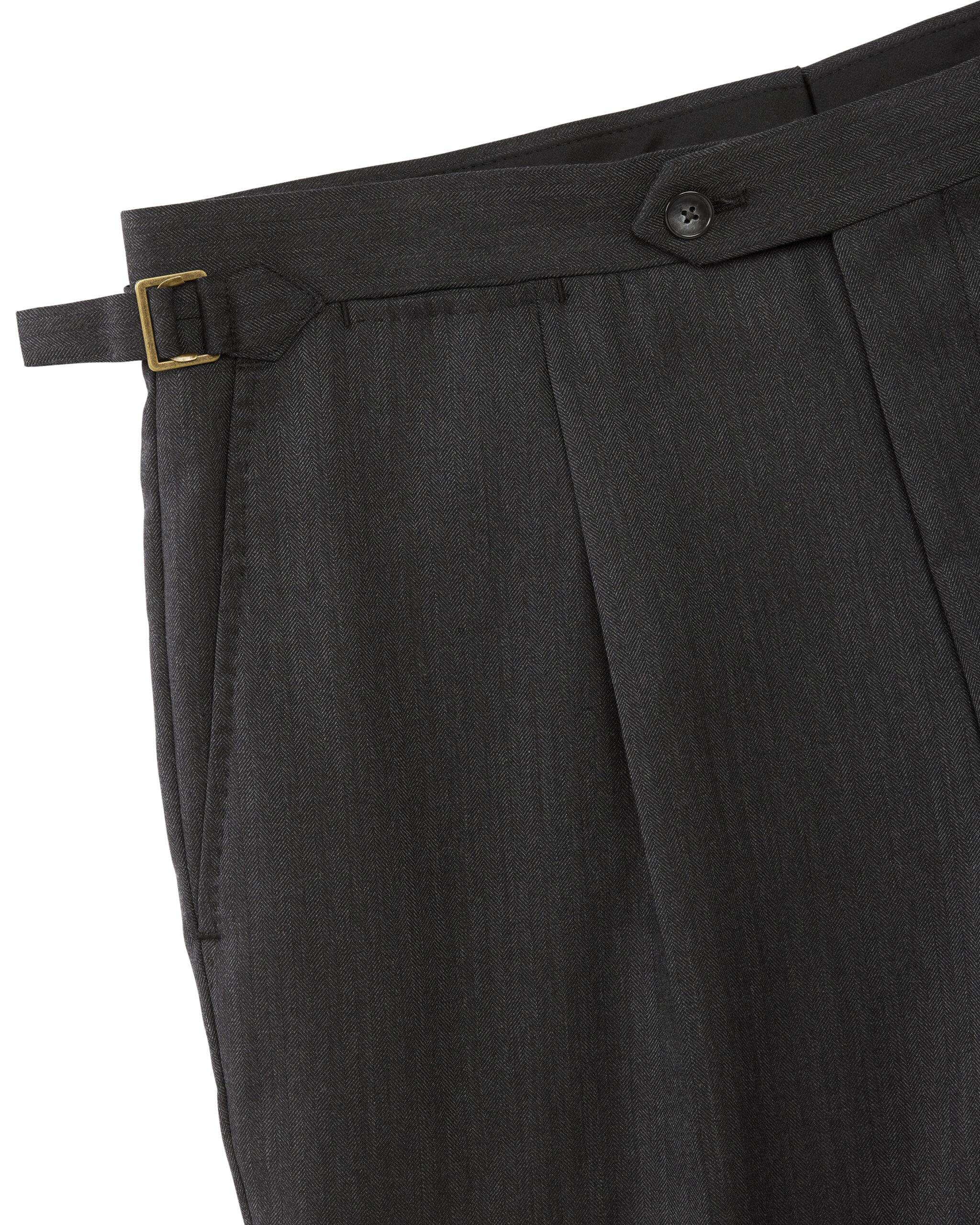 Custom Made 'Armour Drape' Suit dark grey herringbone wool image 5