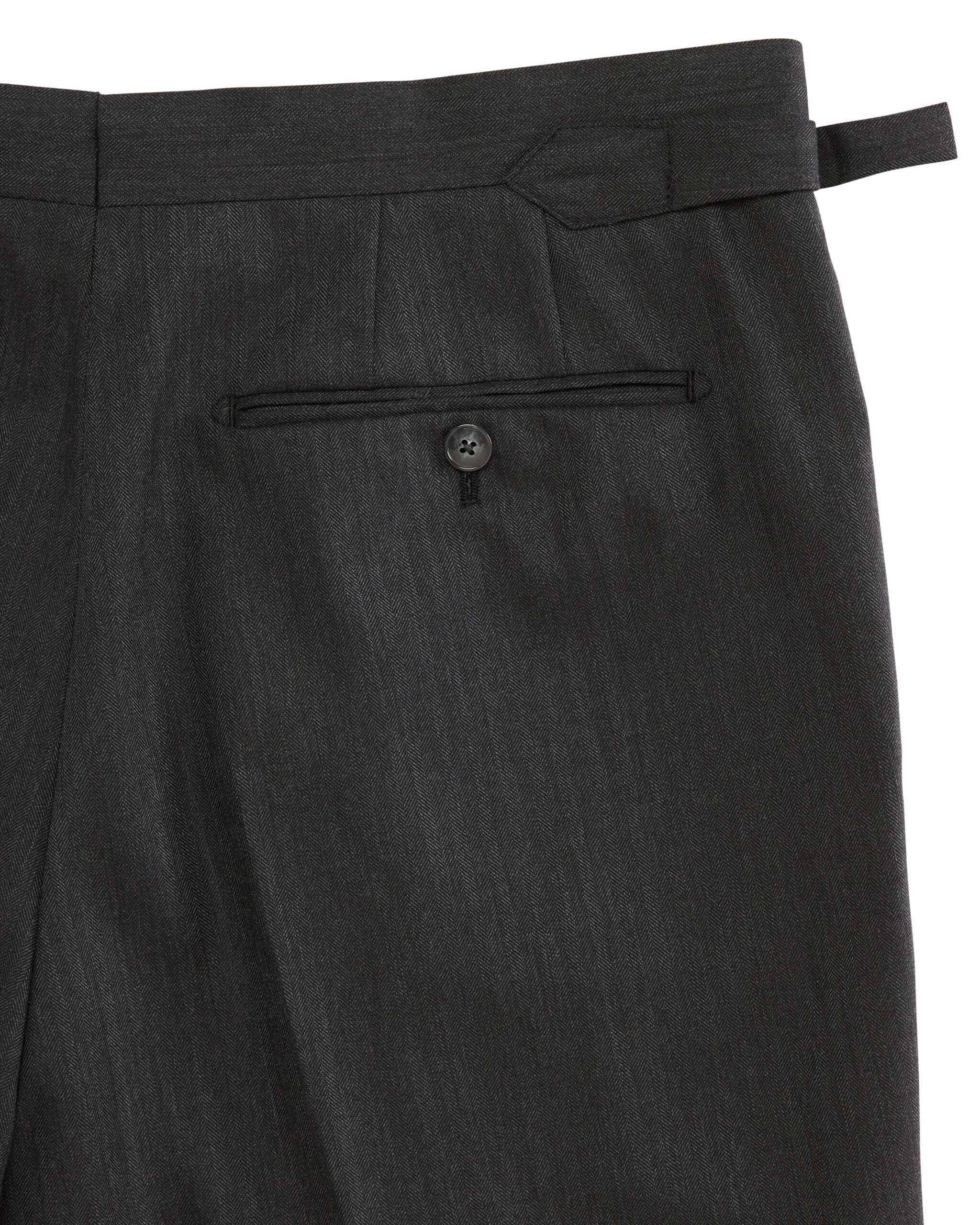 Custom Made 'Armour Drape' Suit dark grey herringbone wool image 8