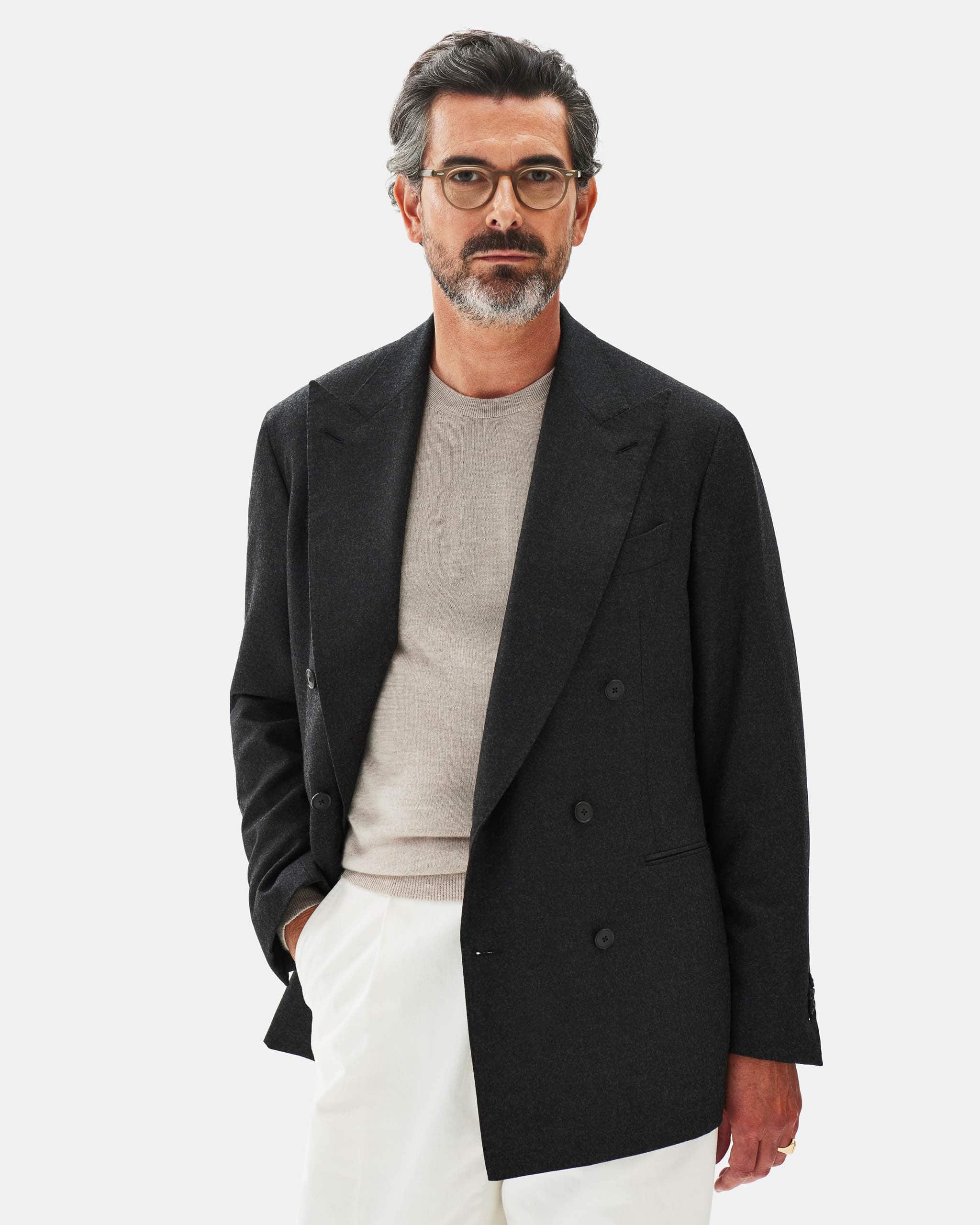 Jacket flannel wool & cashmere charcoal image 3