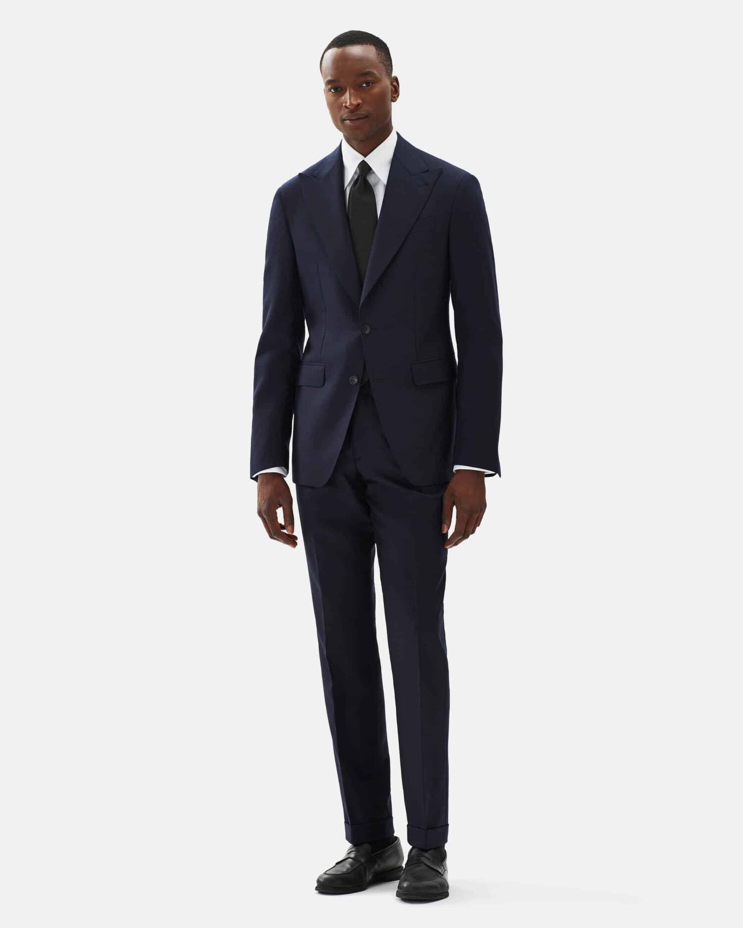 Custom tailored Suit herringbone dark blue Blugiallo