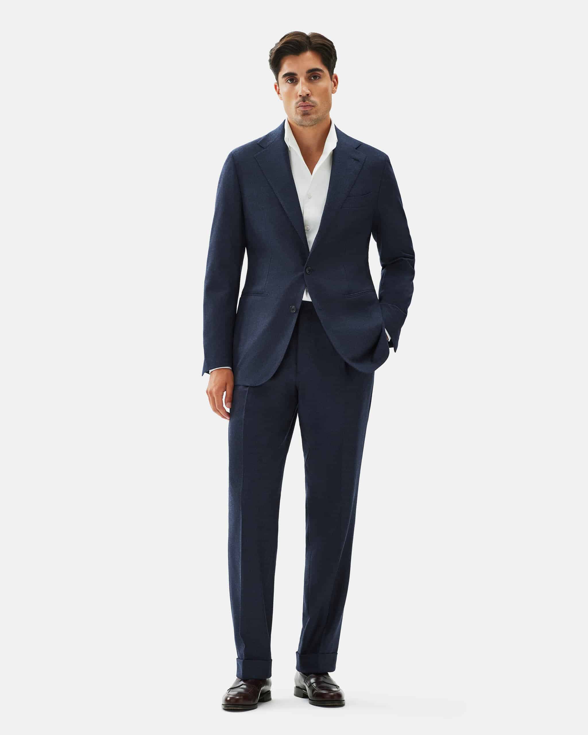 Suit flannel wool & cashmere indigo blue image 1