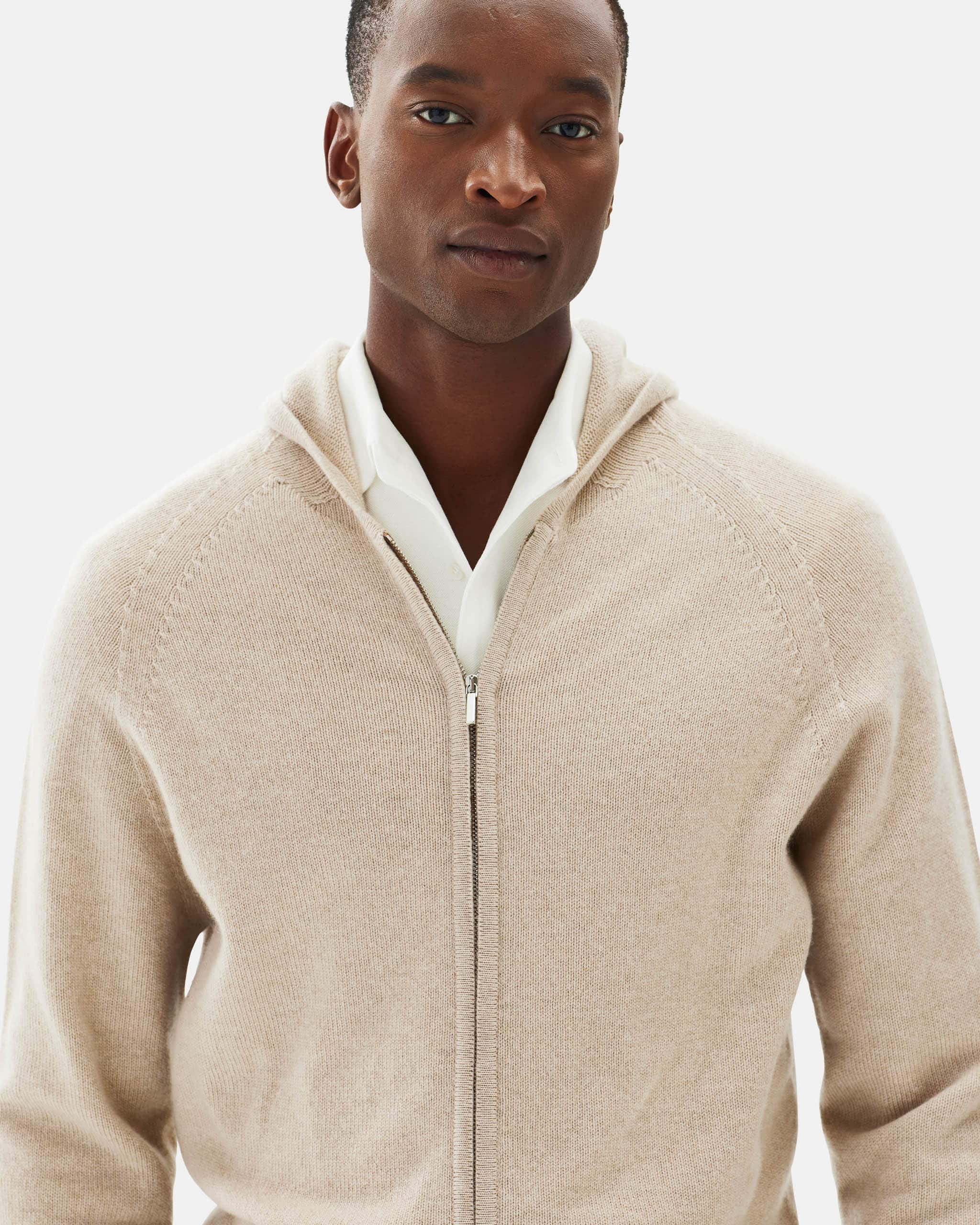 The Sunday pure cashmere zip hoodie sand image 7
