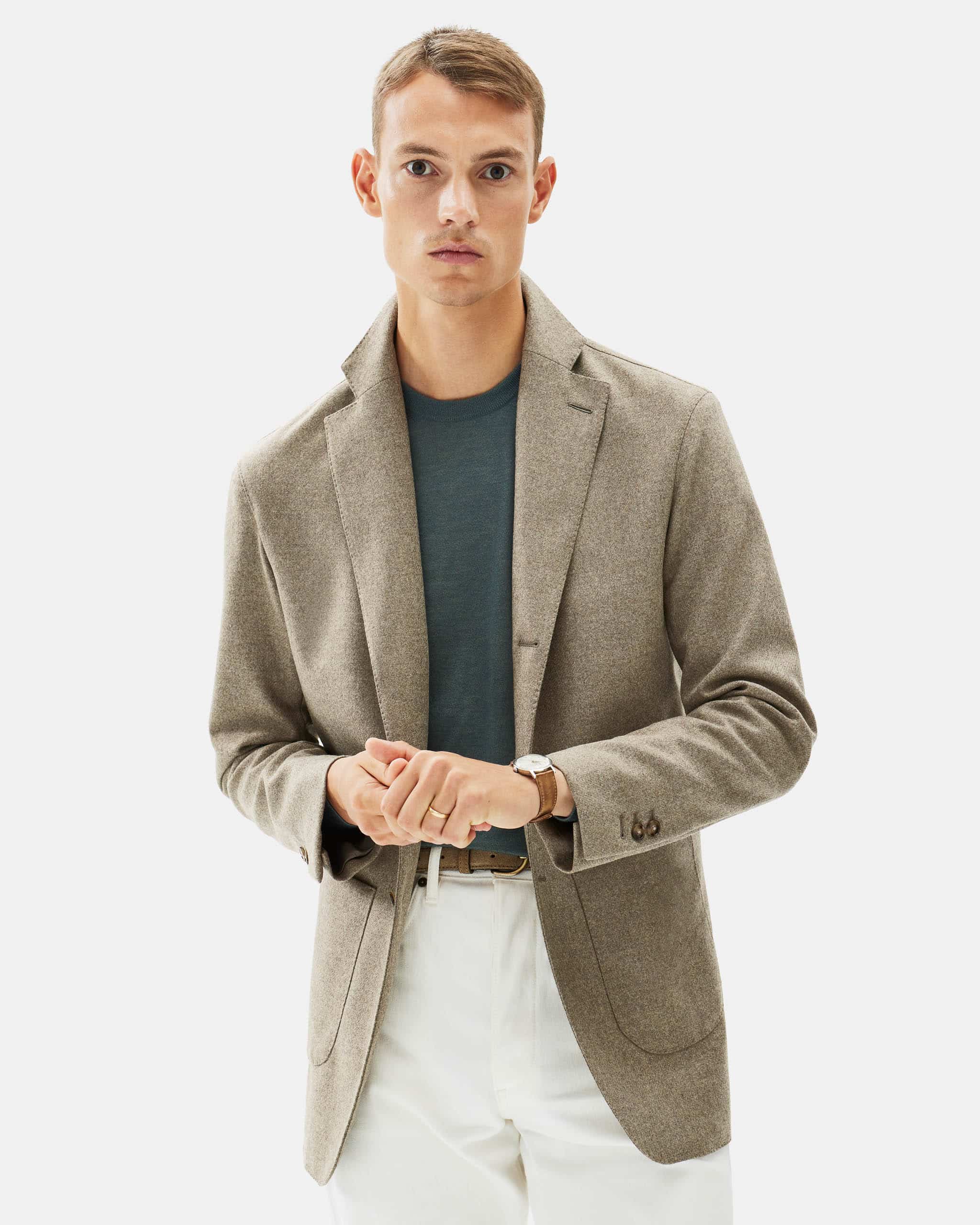 Soft jacket wool cashmere taupe image 2