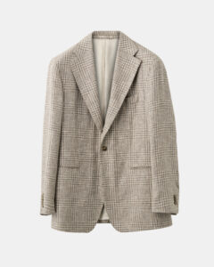 Custom Made jacket alpine beige alpaca wool glencheck