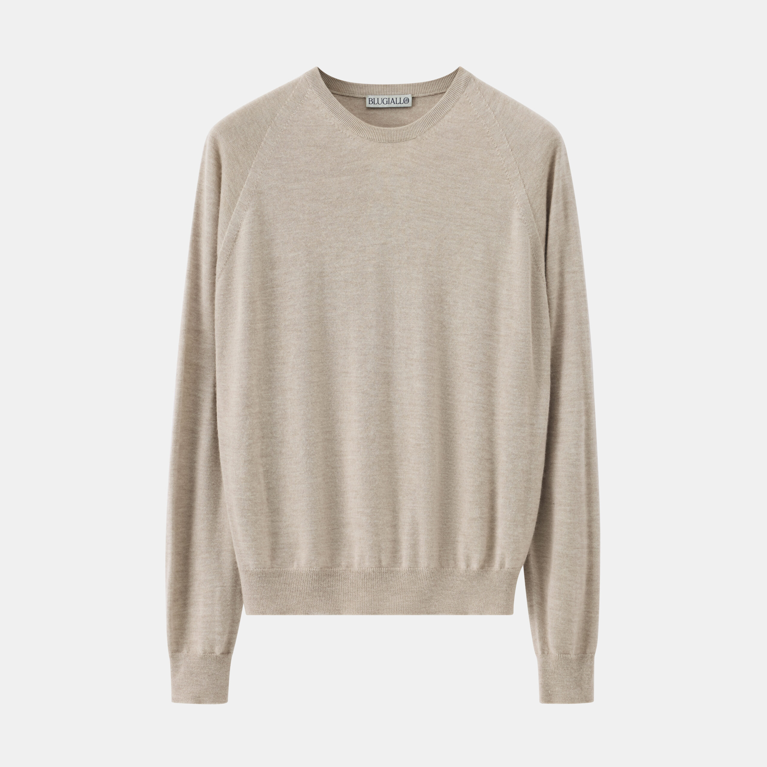 Custom tailored Custom Made crewneck cashmere silk sand