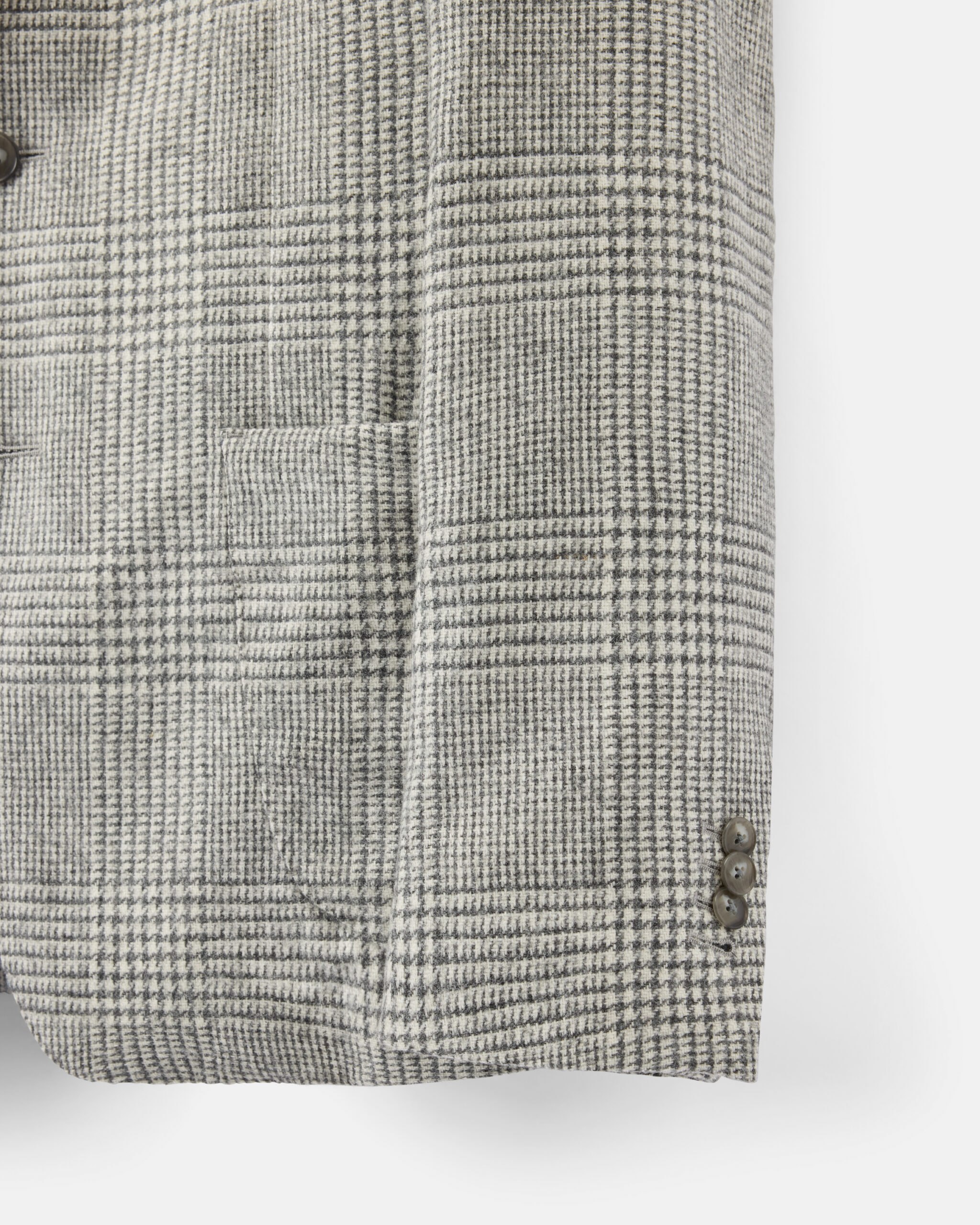 Custom Made jacket light grey wool & alpaca prince of wales check image 3