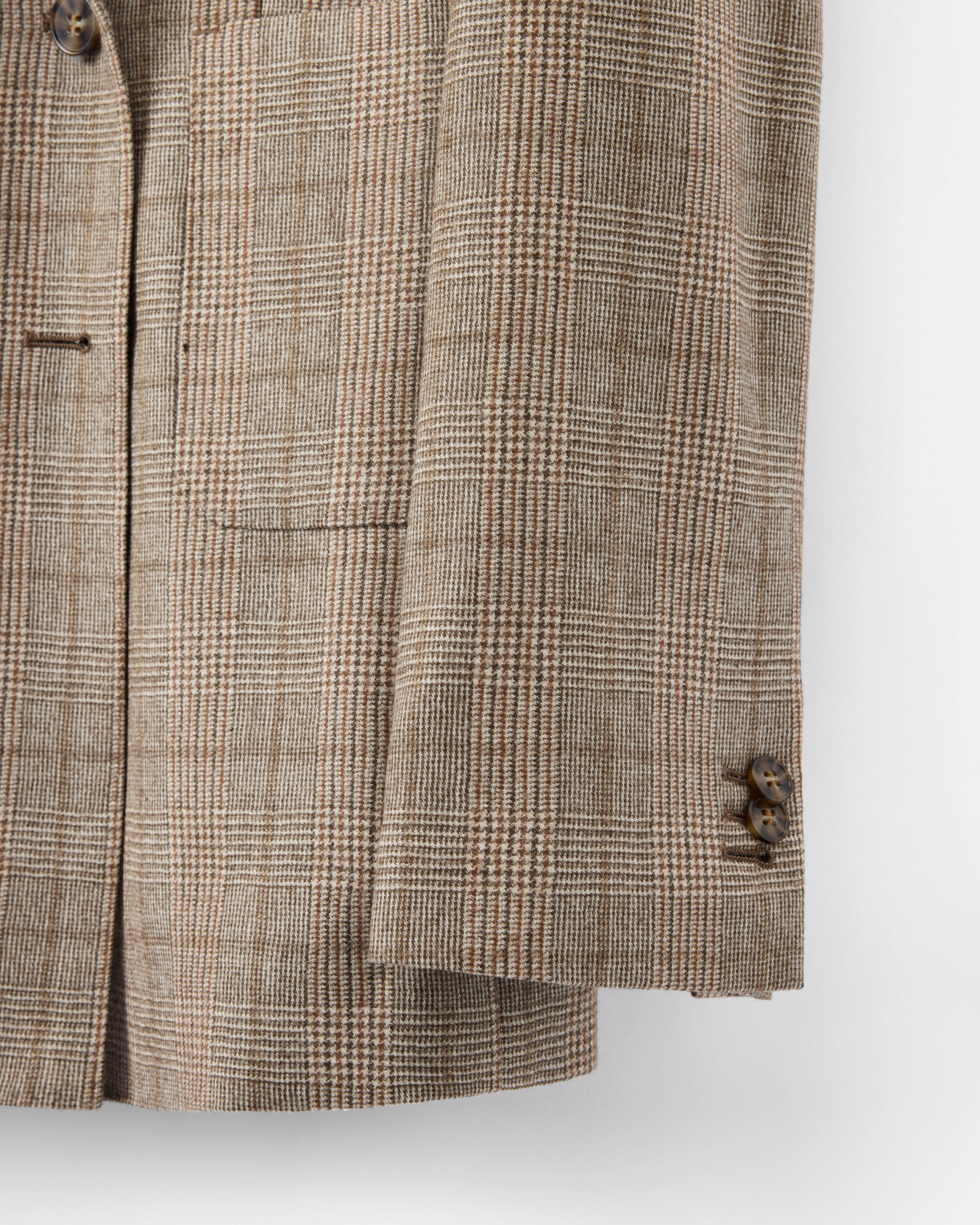 Custom Made Blazer Beige Brown Brushed Glencheck Wool image 5