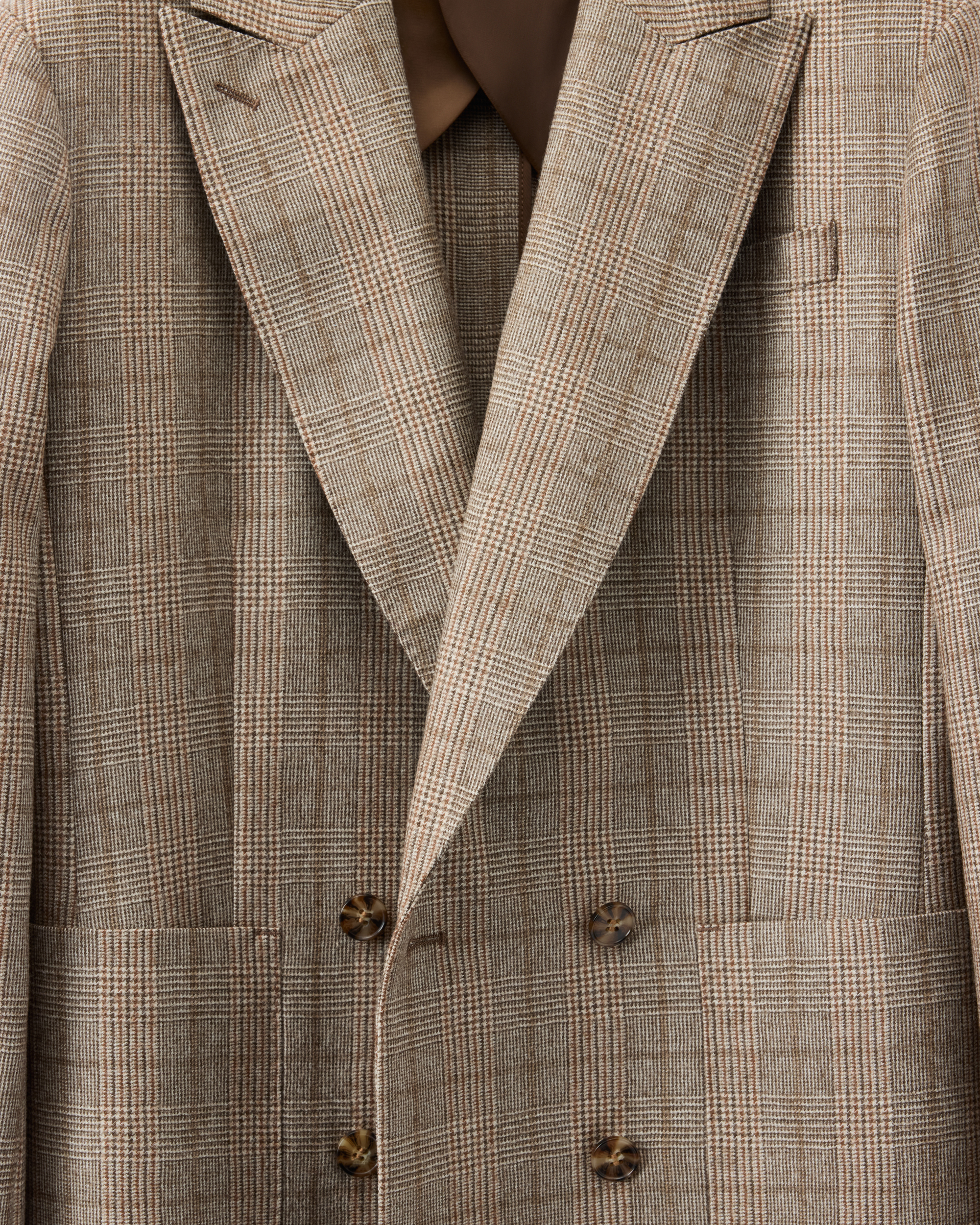 Custom Made Blazer Beige Brown Brushed Glencheck Wool image 4