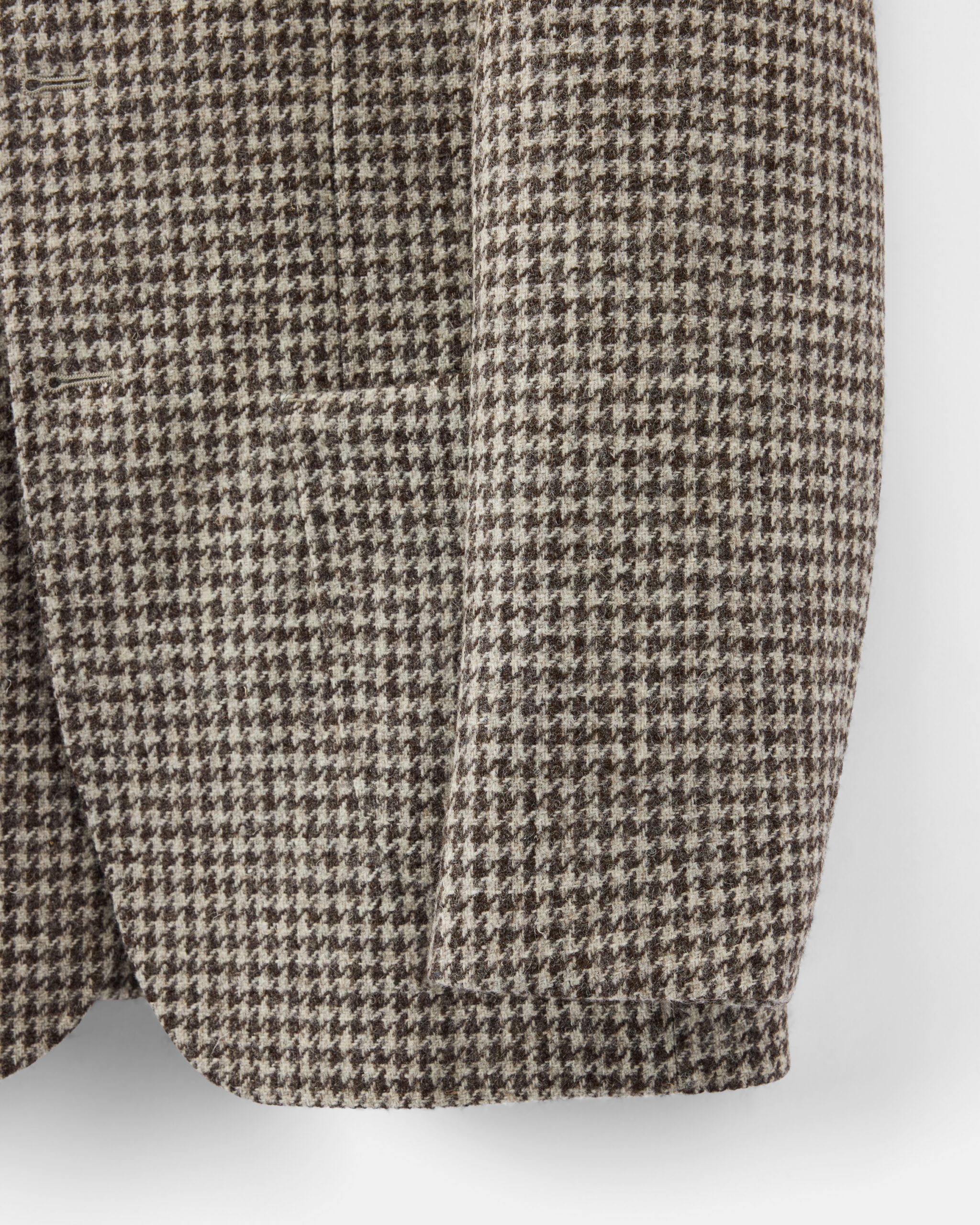 Custom Made 'Nehru' Jacket Earth Beige Undyed Houndstooth Wool image 3