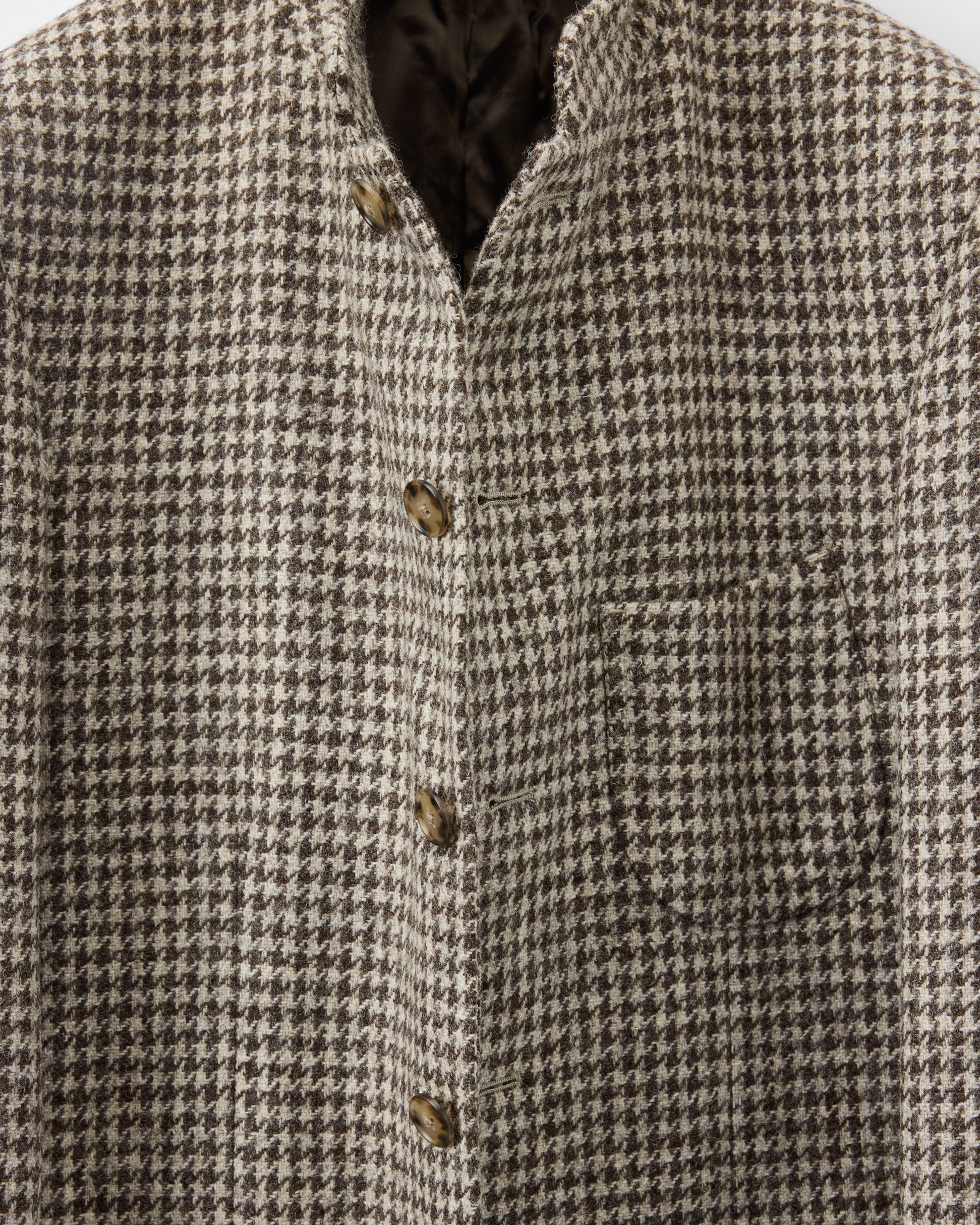 Custom Made 'Nehru' Jacket Earth Beige Undyed Houndstooth Wool image 4
