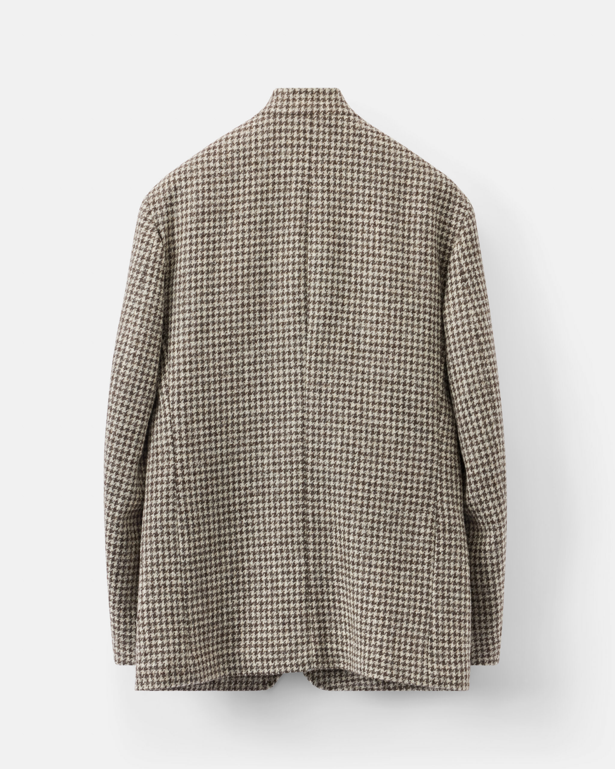 Custom Made 'Nehru' Jacket Earth Beige Undyed Houndstooth Wool image 5