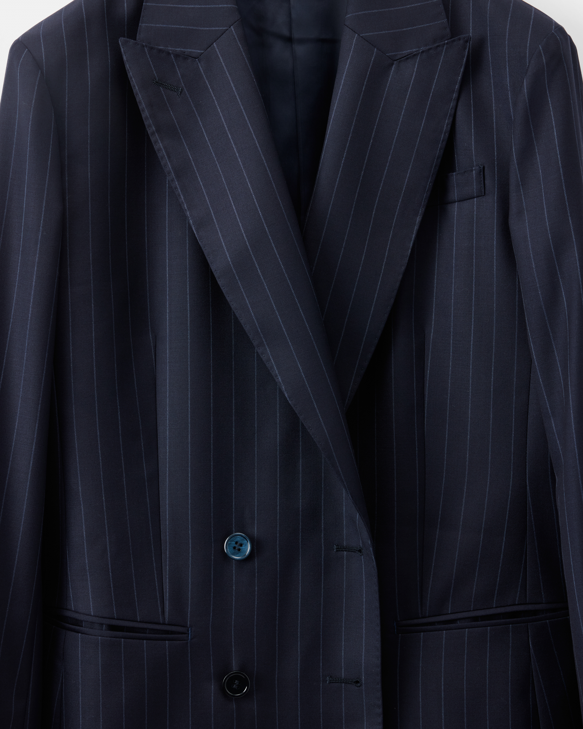 Custom Made 'Signature' suit midnight blue chalkstripe wool twill image 5