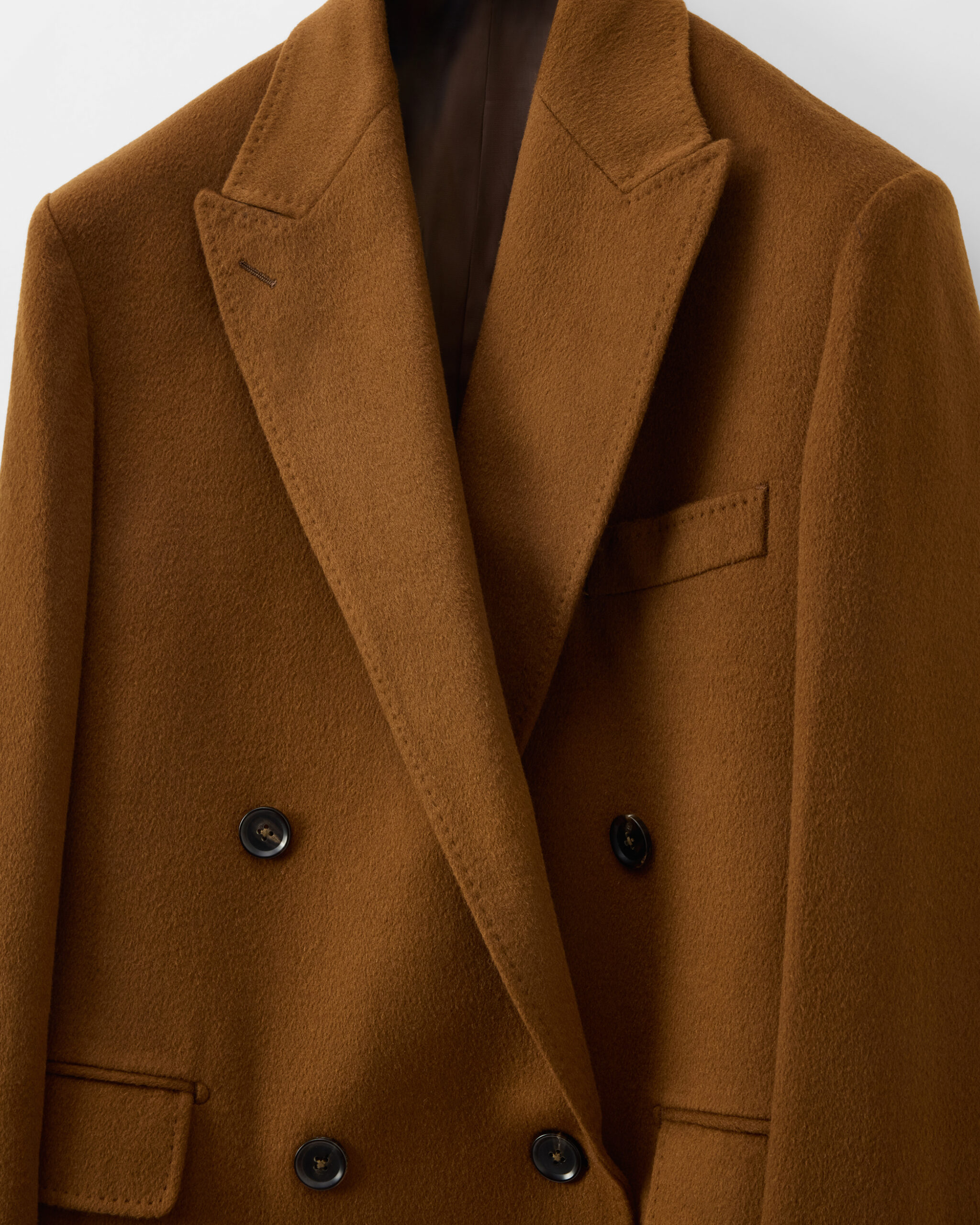 Custom Made 'Signature' Overcoat Dark Camel brushed wool & cashmere image 4