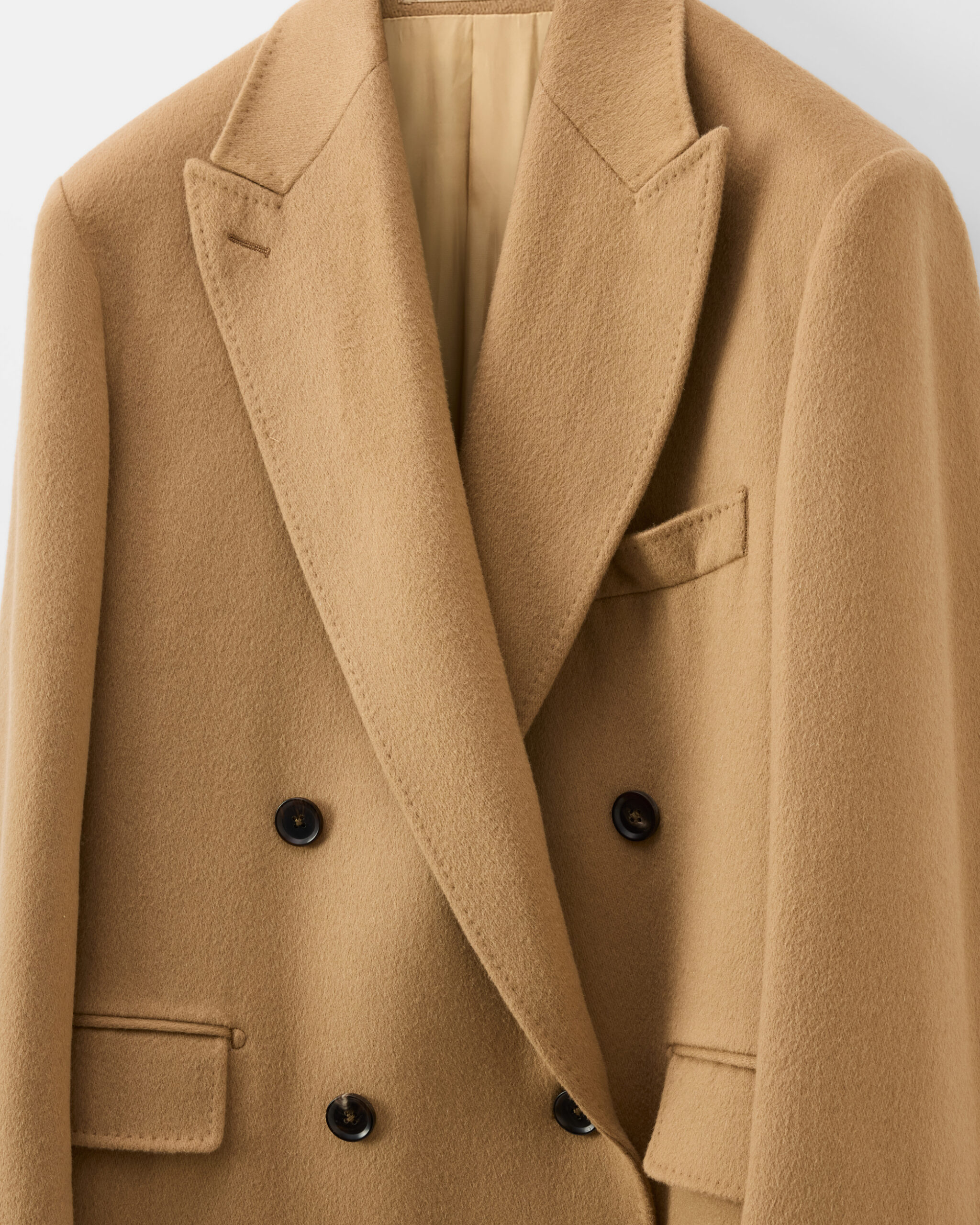 Custom Made 'Signature' Overcoat Beige Camel brushed wool & cashmere image 4