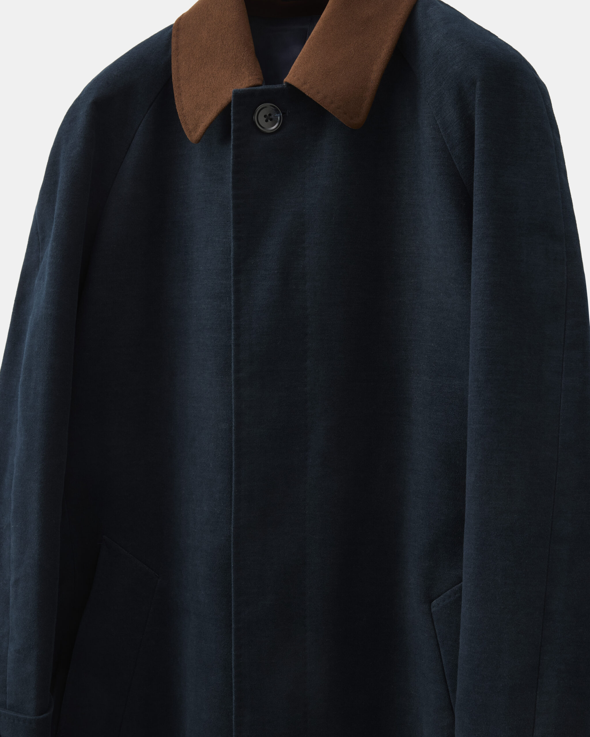 Custom Made 'Sloanie' Raglan Topcoat dark navy brushed cotton moleskin image 3