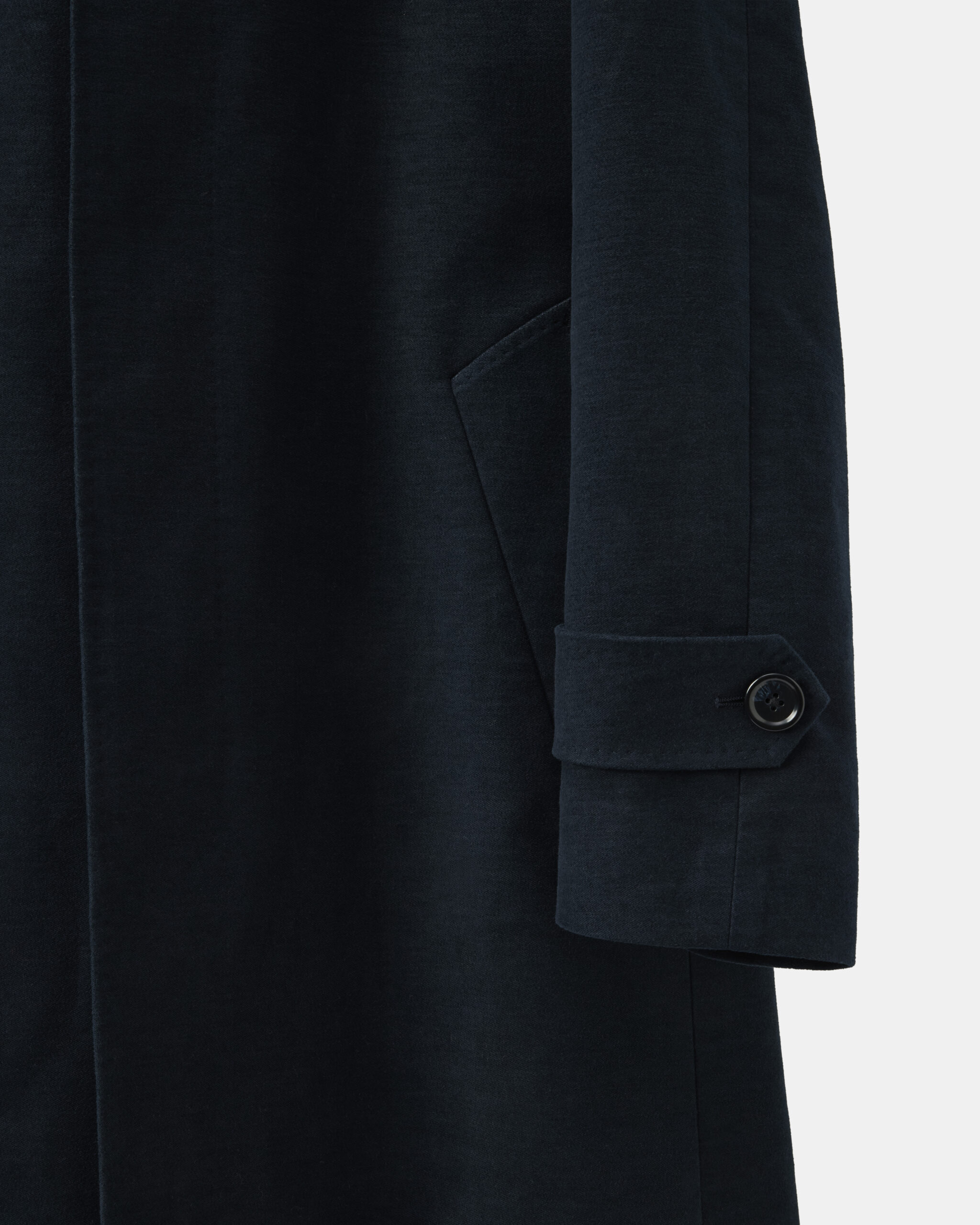 Custom Made 'Sloanie' Raglan Topcoat dark navy brushed cotton moleskin image 4