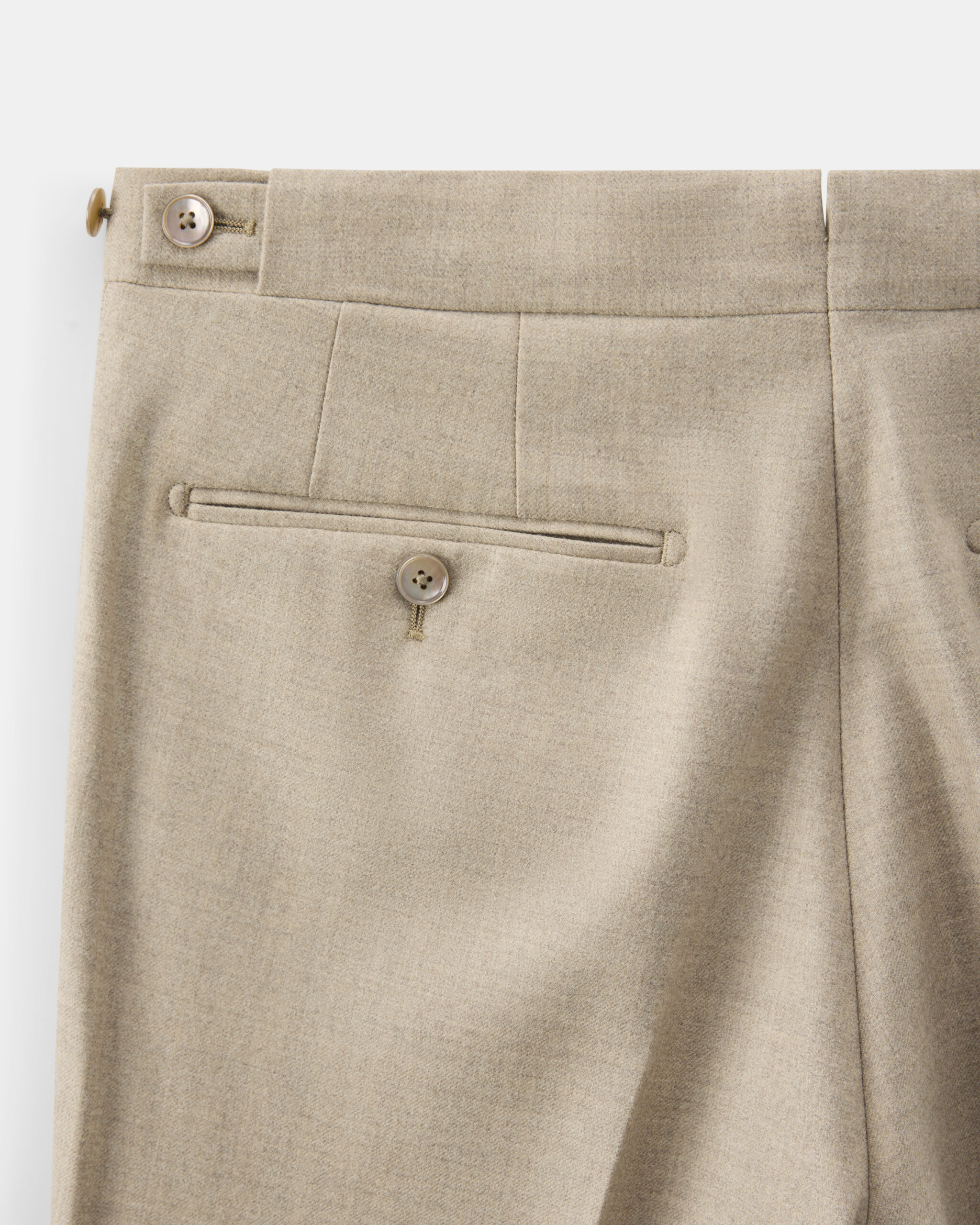 Custom Made Soft Trouser Taupe Beige brushed wool flannel stretch image 3